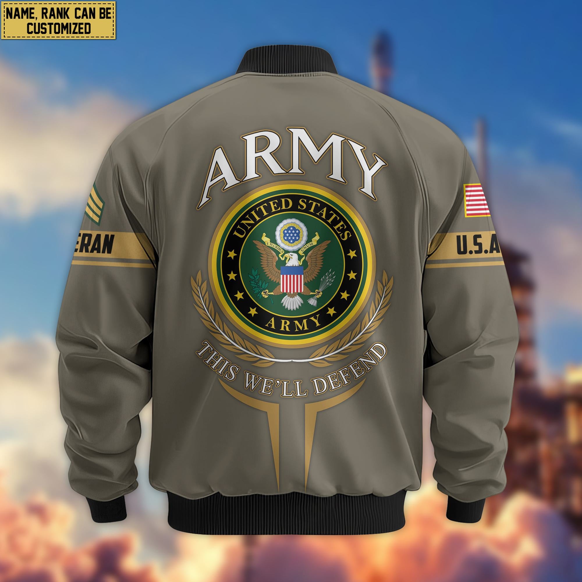 Premium Custom US Army Veteran Bomber Jacket VPVC801810, Jacket For Father's Day, Armed Force Day, Independence Day, Veterans Day.