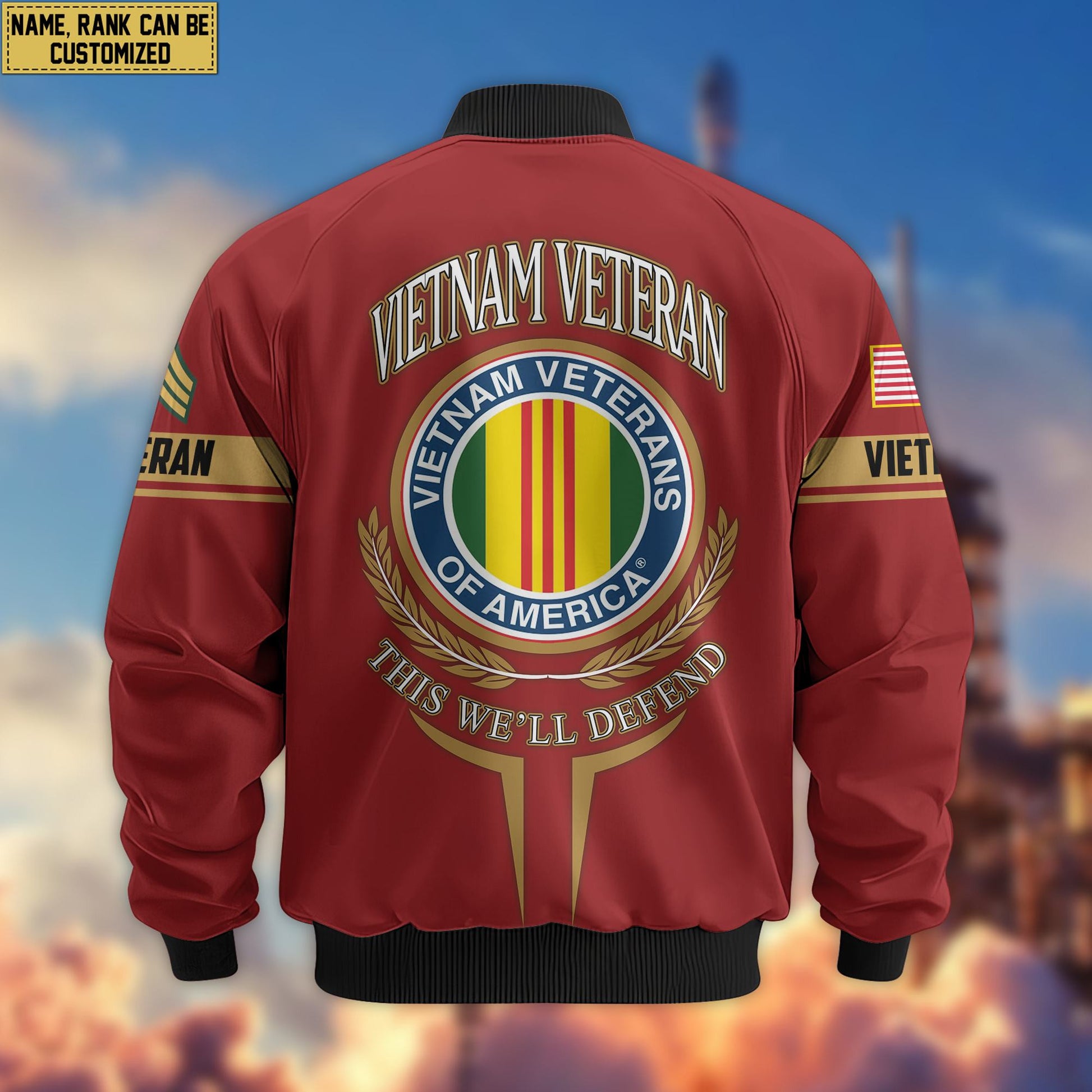 Premium Custom Vietnam Veteran Bomber Jacket VPVC801806, Jacket For Vietnam Veteran, For Father's Day, Armed Force Day, Independence Day, Veterans Day.