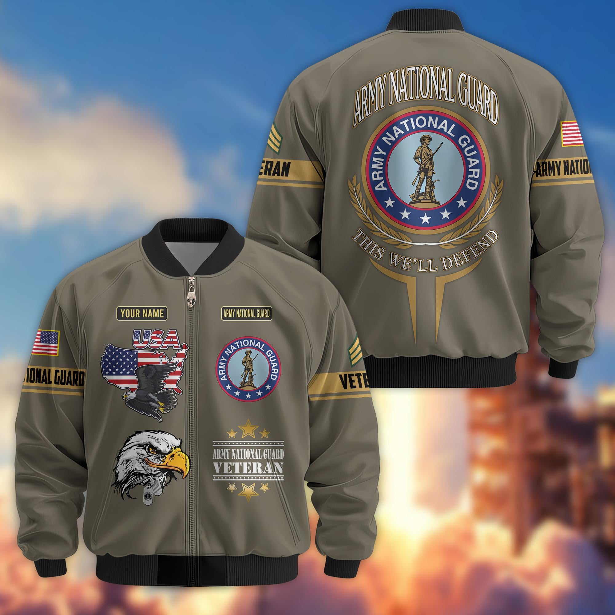 Premium Custom Army National Guard Bomber Jacket VPVC801808, Jacket For Army National Guard Veteran, For Father's Day, Armed Force Day, Independence Day, Veterans Day.