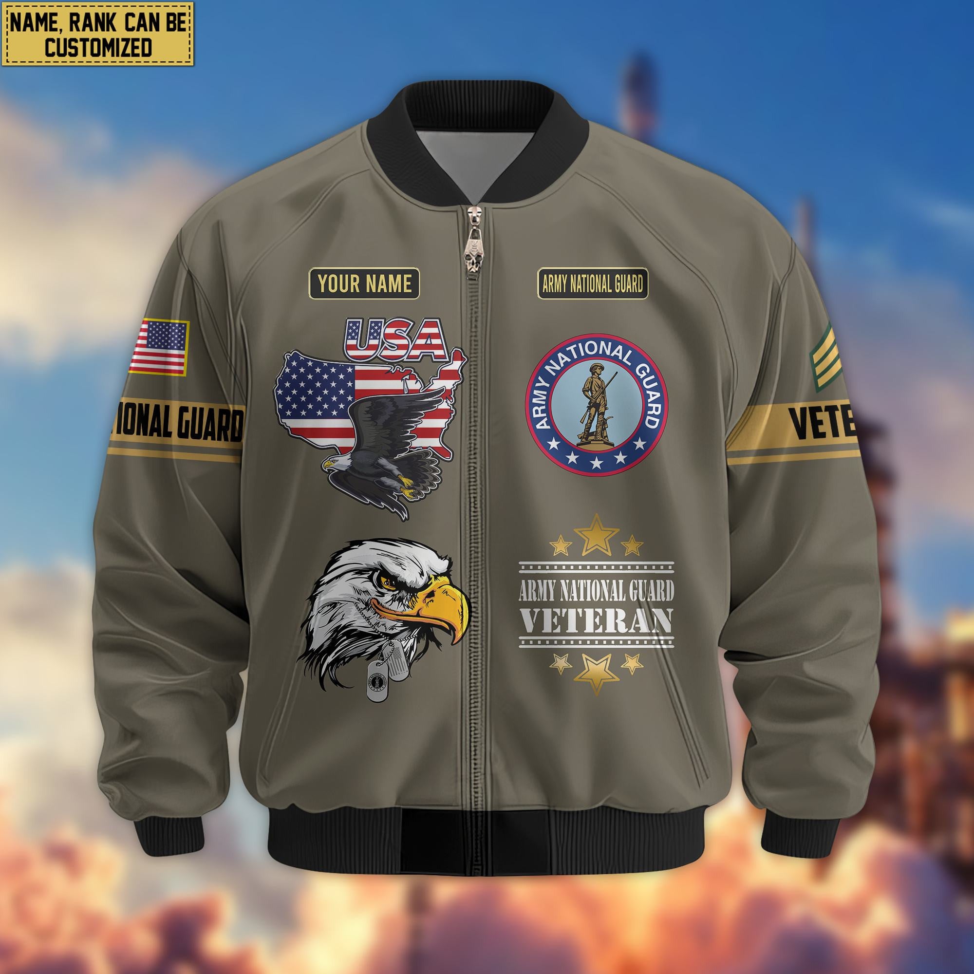 Premium Custom Army National Guard Bomber Jacket VPVC801808, Jacket For Army National Guard Veteran, For Father's Day, Armed Force Day, Independence Day, Veterans Day.