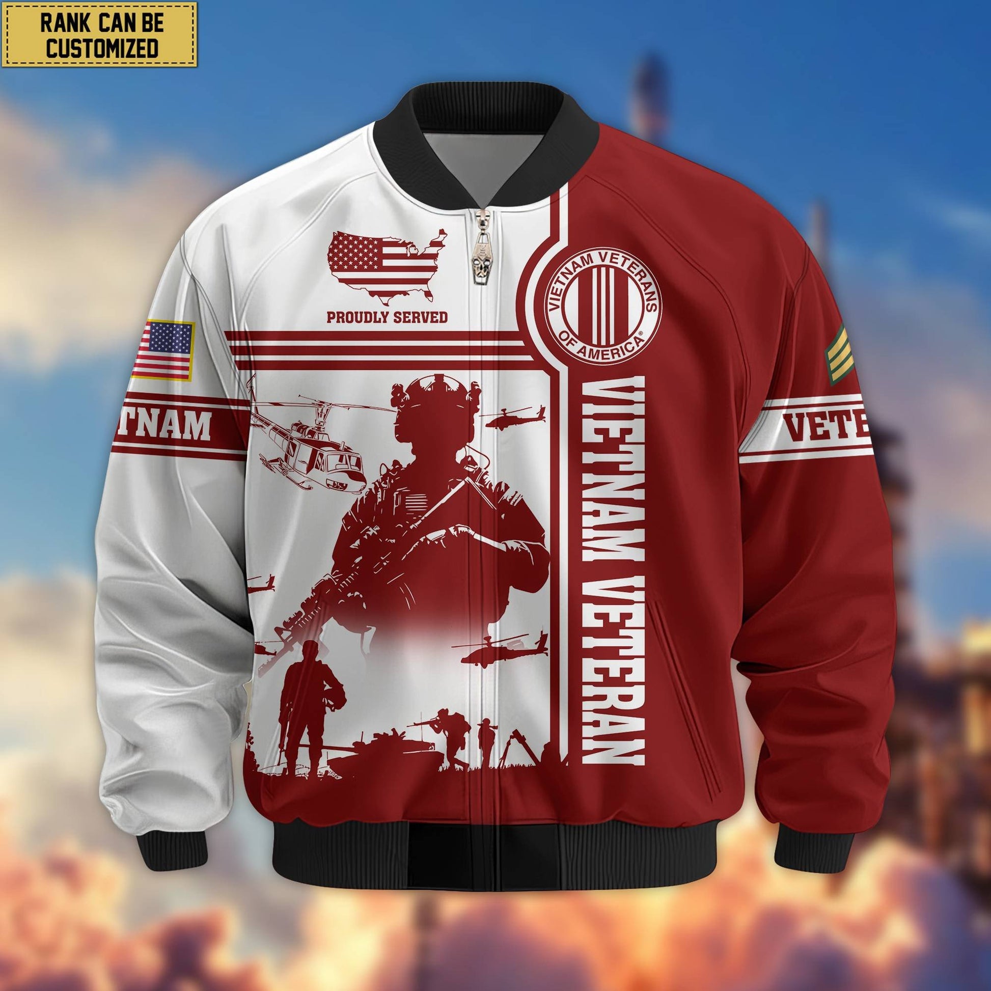 Premium Custom Vietnam Veteran Bomber Jacket VPVC801906, Jacket For Vietnam Veteran, For Father's Day, Armed Force Day, Independence Day, Veterans Day.