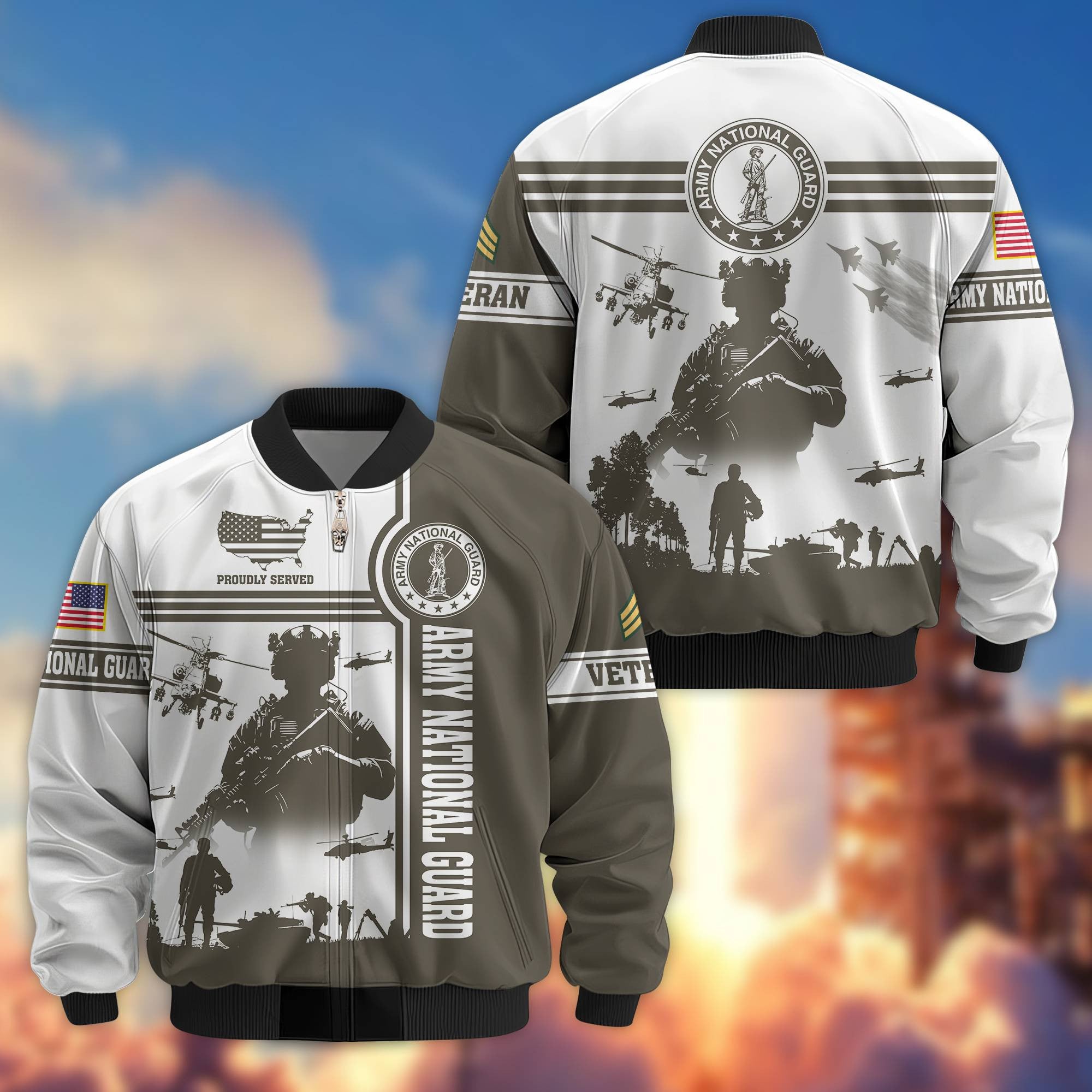 Premium Custom Army National Guard Bomber Jacket VPVC801908, Jacket For Army National Guard Veteran, For Father's Day, Armed Force Day, Independence Day, Veterans Day.