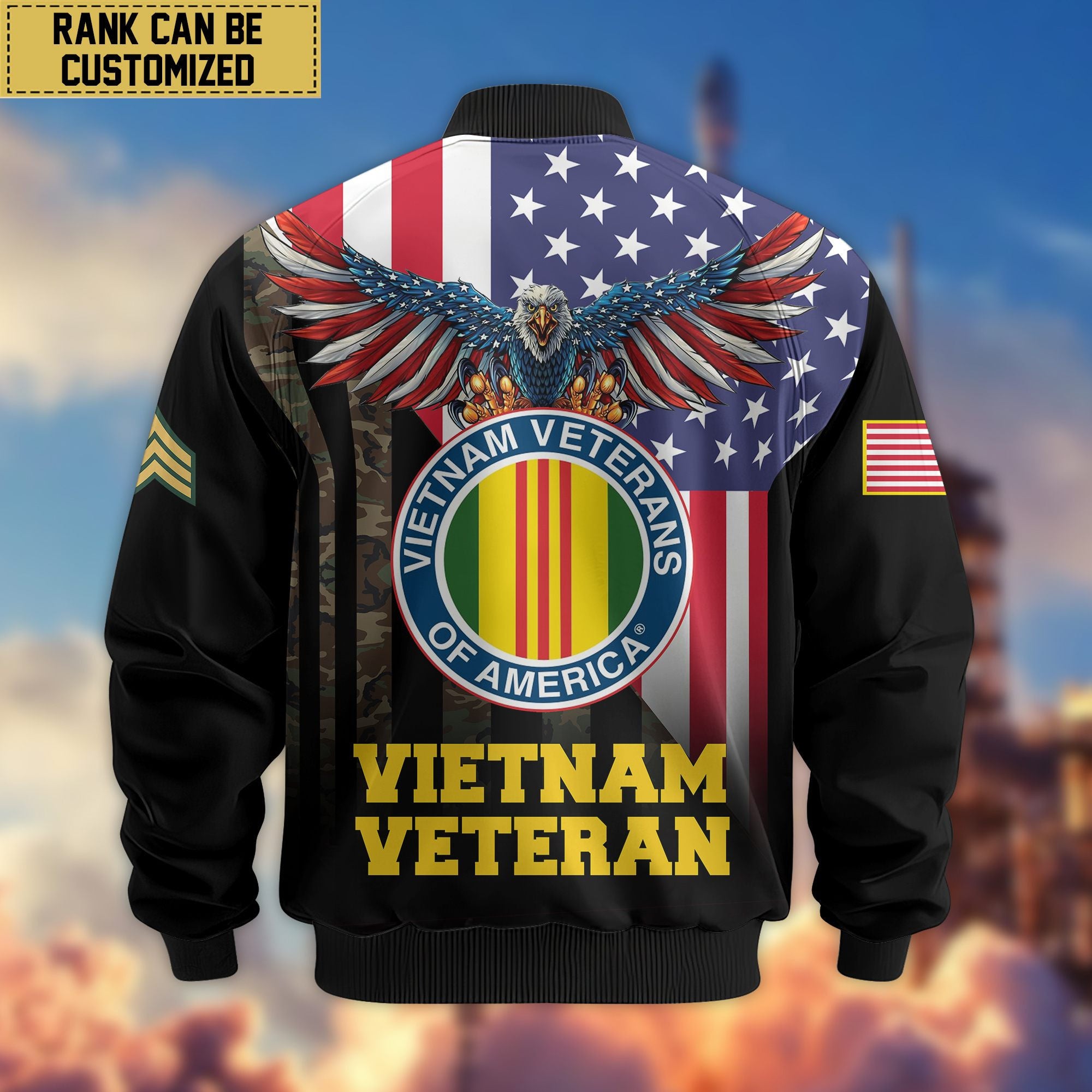 Premium Custom Vietnam Veteran Bomber Jacket VPVC801706, Jacket For Vietnam Veteran, For Father's Day, Armed Force Day, Independence Day, Veterans Day.