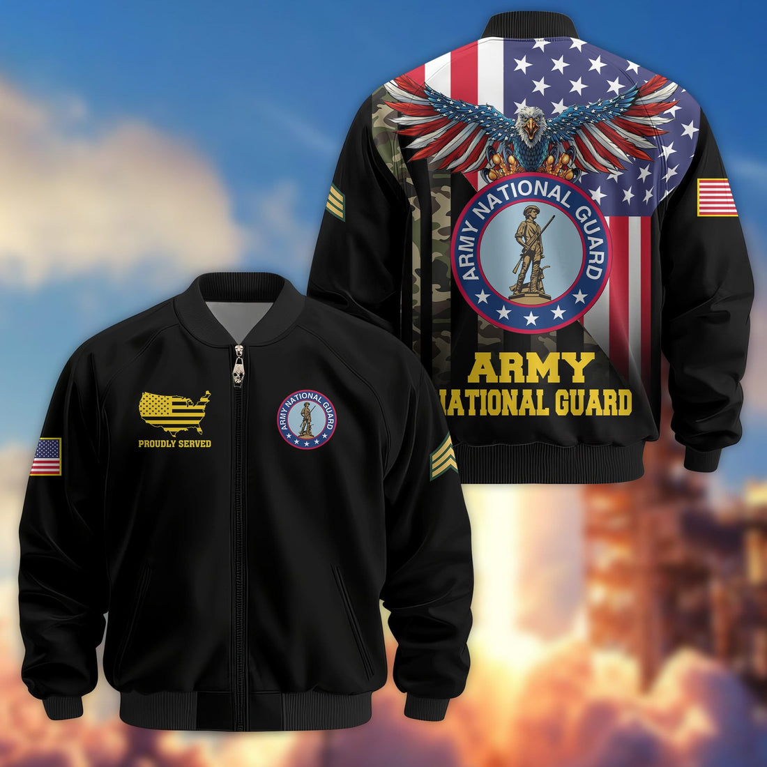 Premium Custom Army National Guard Bomber Jacket VPVC801708, Jacket For Army National Guard Veteran, For Father's Day, Armed Force Day, Independence Day, Veterans Day.