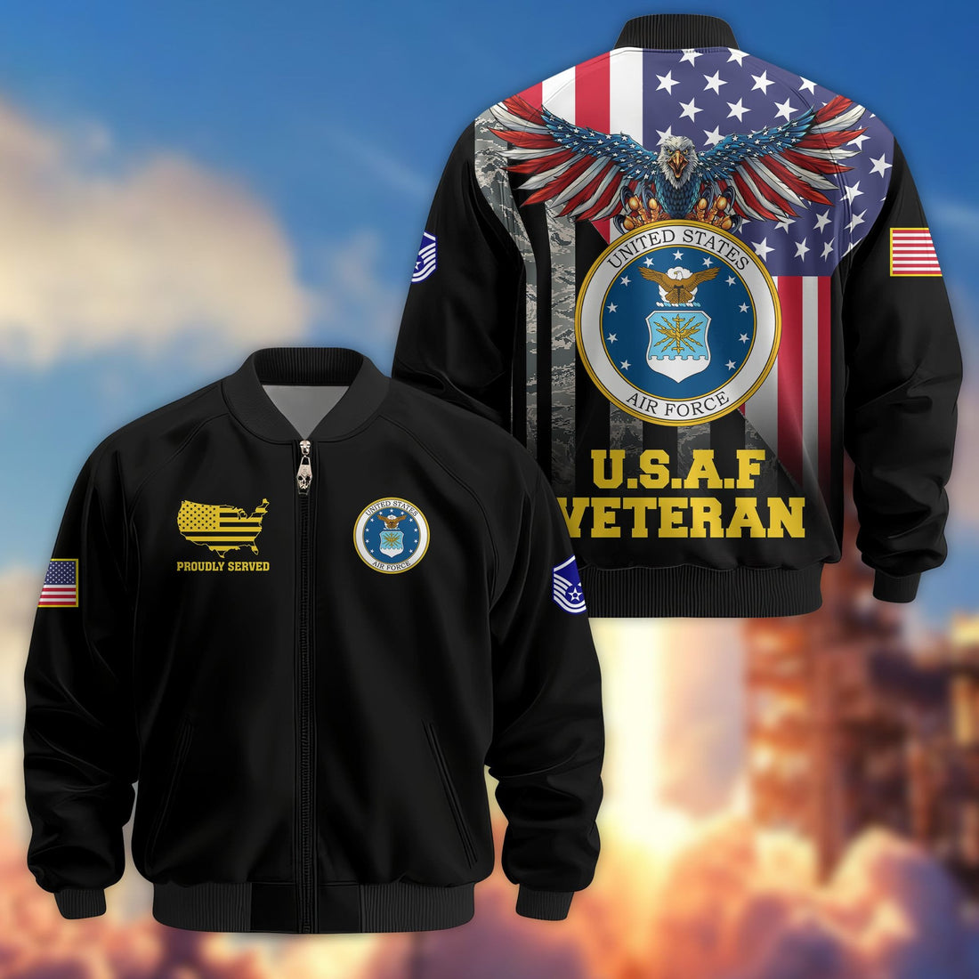 Premium Custom USAF Bomber Jacket VPVC801704, Jacket For Air Force Veteran, For Father's Day, Armed Force Day, Independence Day, Veterans Day.