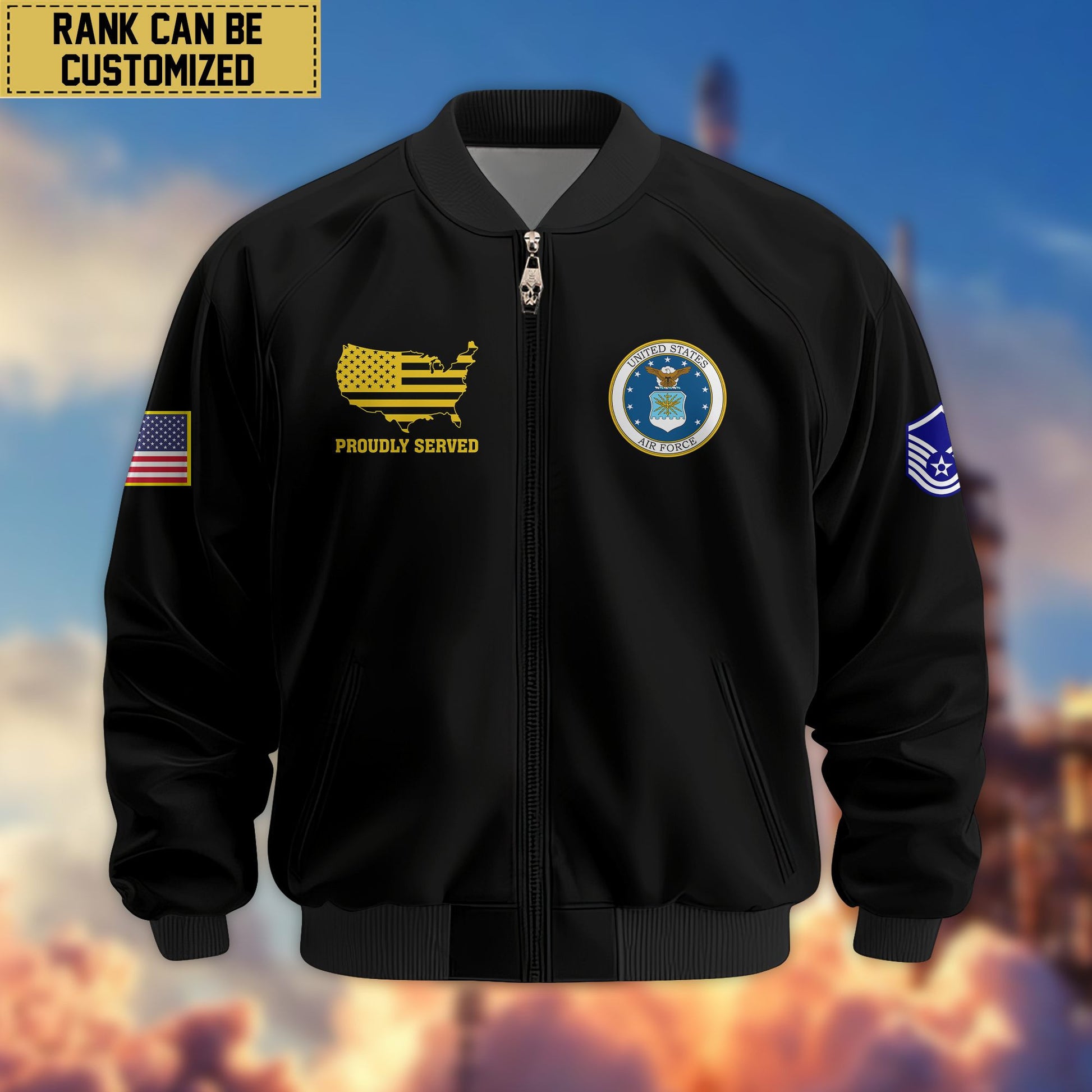 Premium Custom USAF Bomber Jacket VPVC801704, Jacket For Air Force Veteran, For Father's Day, Armed Force Day, Independence Day, Veterans Day.