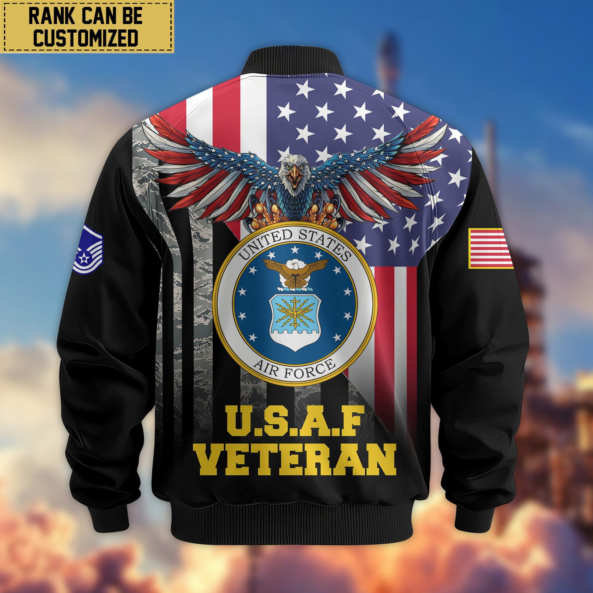 Premium Custom USAF Bomber Jacket VPVC801704, Jacket For Air Force Veteran, For Father's Day, Armed Force Day, Independence Day, Veterans Day.