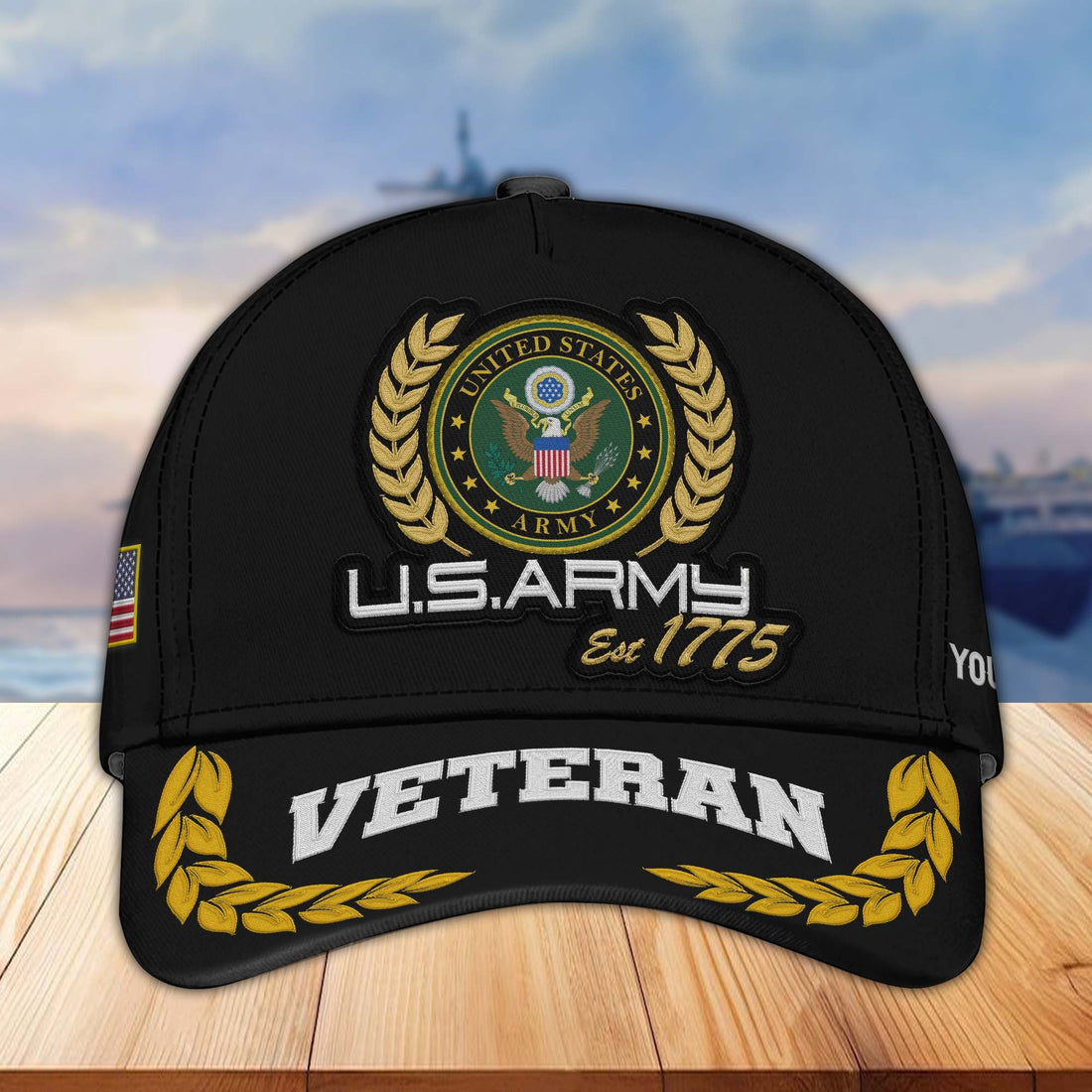 Premium Custom Name, Rank, US Army Embroidered Cap VPVC302001, Hat for Army Veteran, Gifts for Father's Day, Veterans Day