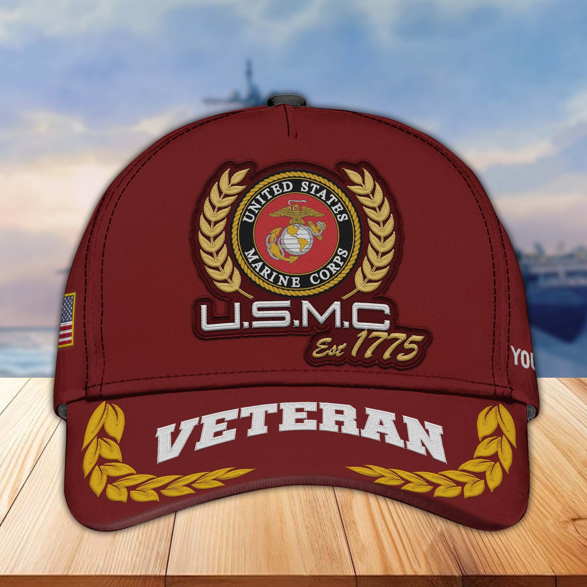 Premium Custom Name, Rank, USMC Embroidered Cap VPVC302003, Hat for Marine Veteran, Gifts for Father's Day, Veterans Day