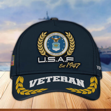 Premium Custom Name, Rank, USAF Embroidered Cap VPVC302004, Hat for Air Force Veteran, Gifts for Father's Day, Veterans Day