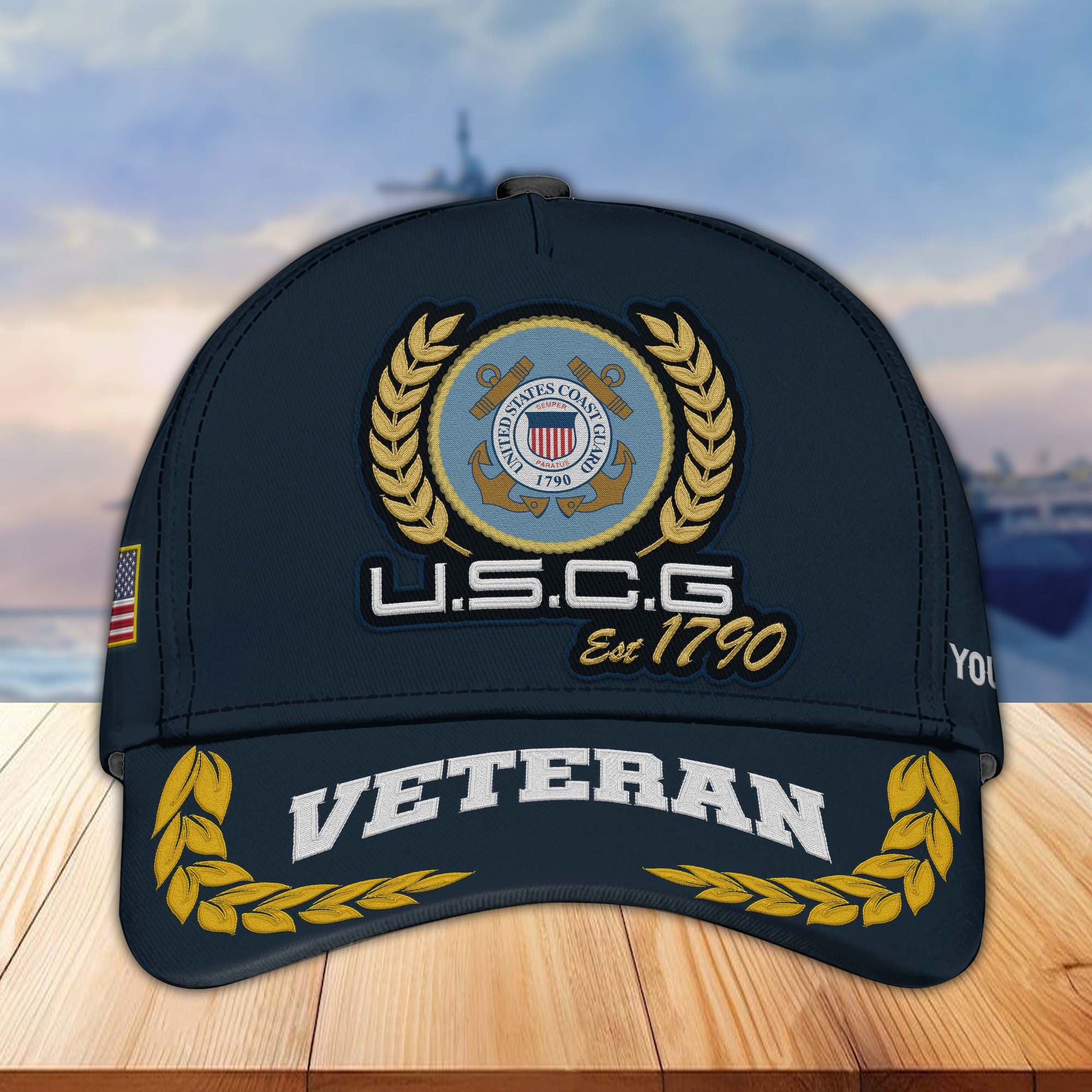 Premium Custom Name, Rank, USCG Embroidered Cap VPVC302005, Hat for Coast Guard Veteran, Gifts for Father's Day, Veterans Day