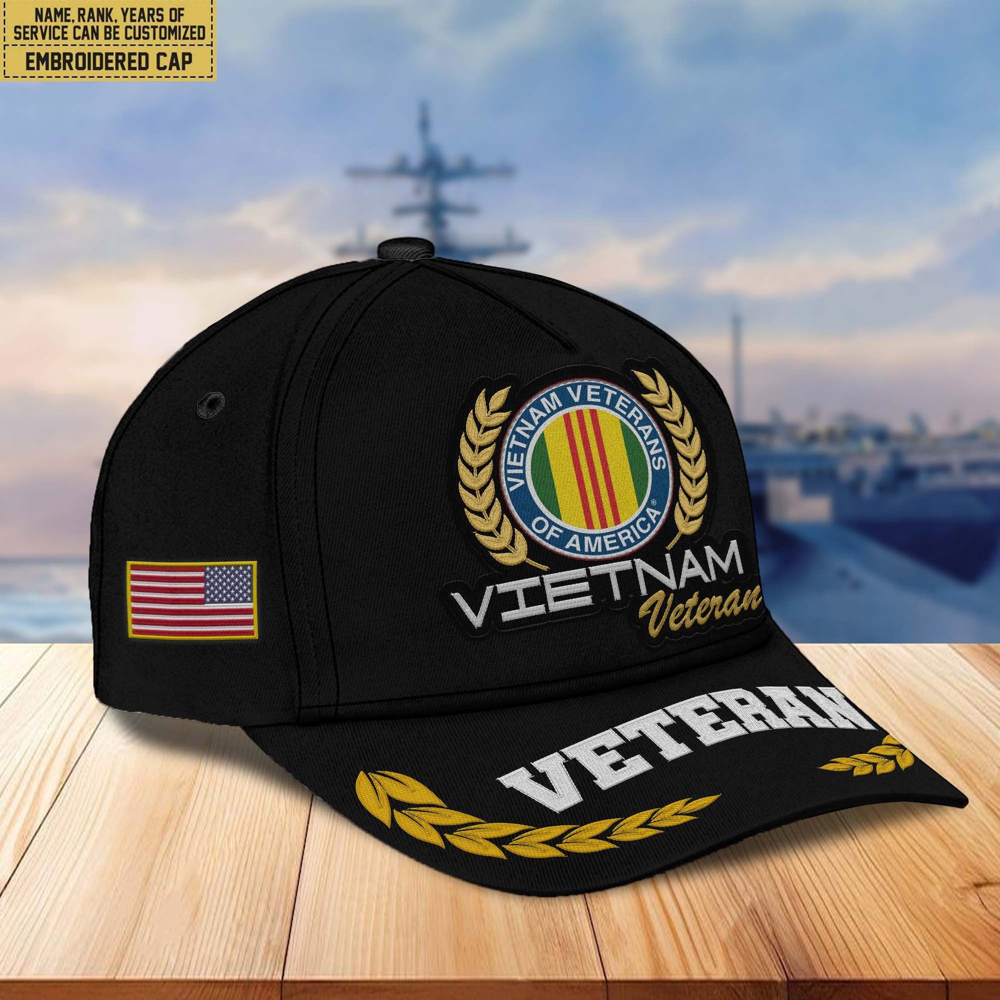 Premium Custom Name, Rank, Vietnam Veteran Embroidered Cap VPVC302006, Hat for Vietnam Veteran, Gifts for Father's Day, Veterans Day