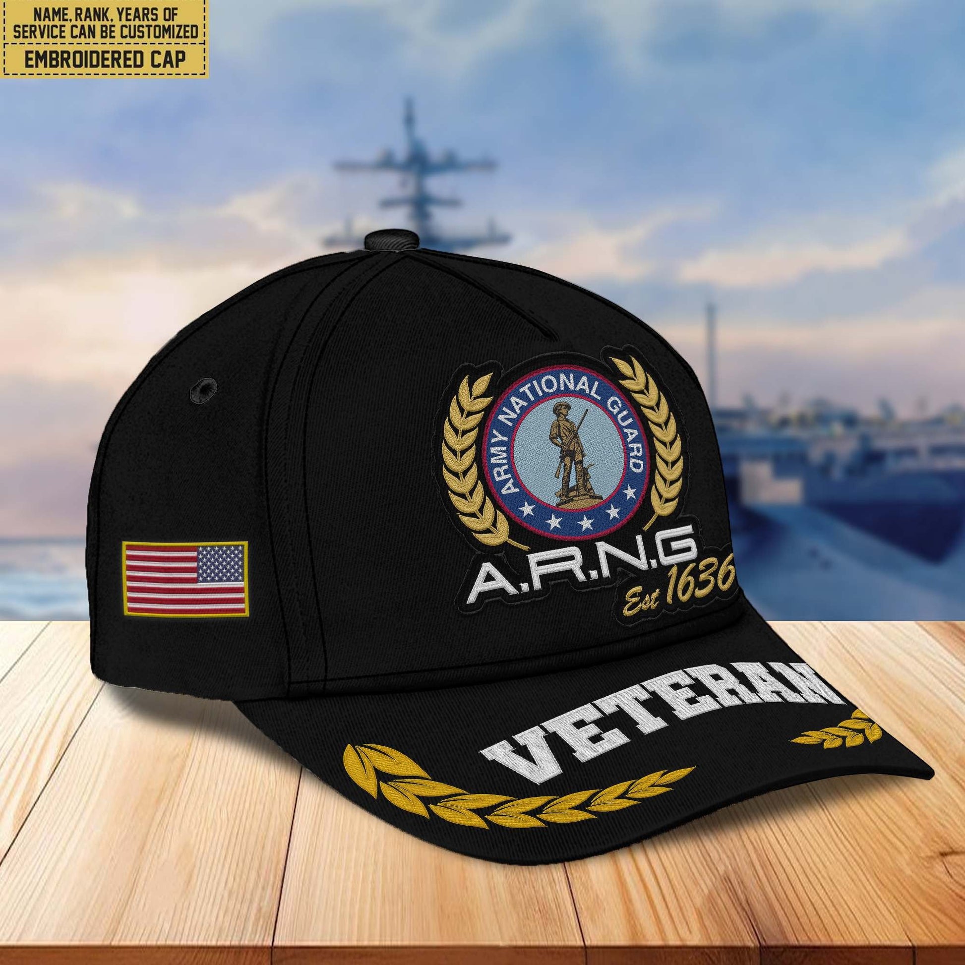 Premium Custom Name, Rank, Army National Guard Veteran Embroidered Cap VPVC302008, Hat for US Veteran, Gifts for Father's Day, Veterans Day