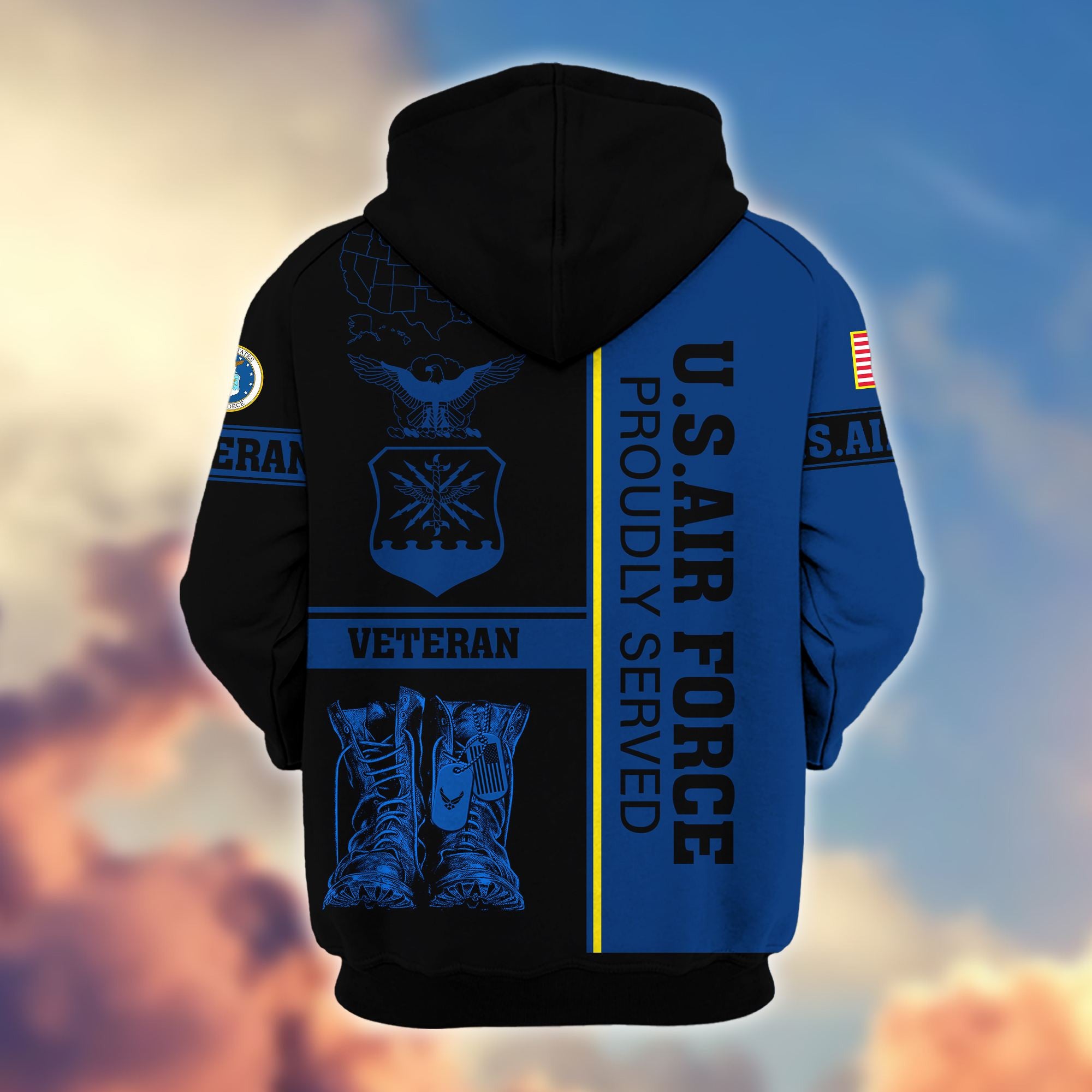 Premium US Veterans Zip Hoodie BPHN080111, Gifts For US Veterans Gifts On Father's Day, Armed Force Day, Independence Day, Veterans Day.