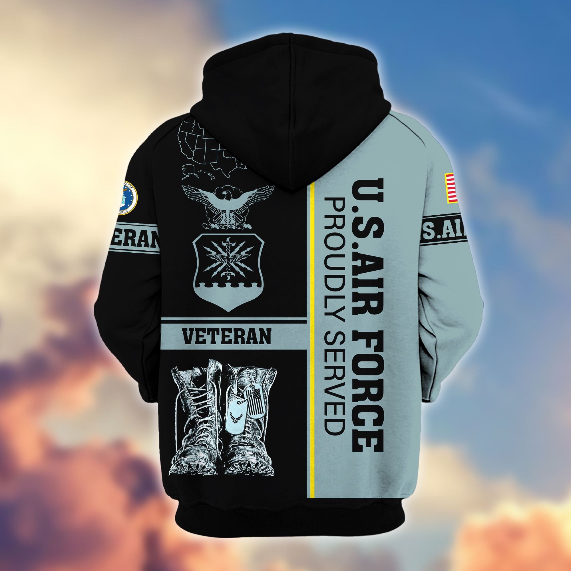 Premium US Veterans Zip Hoodie BPHN080111, Gifts For US Veterans Gifts On Father's Day, Armed Force Day, Independence Day, Veterans Day.