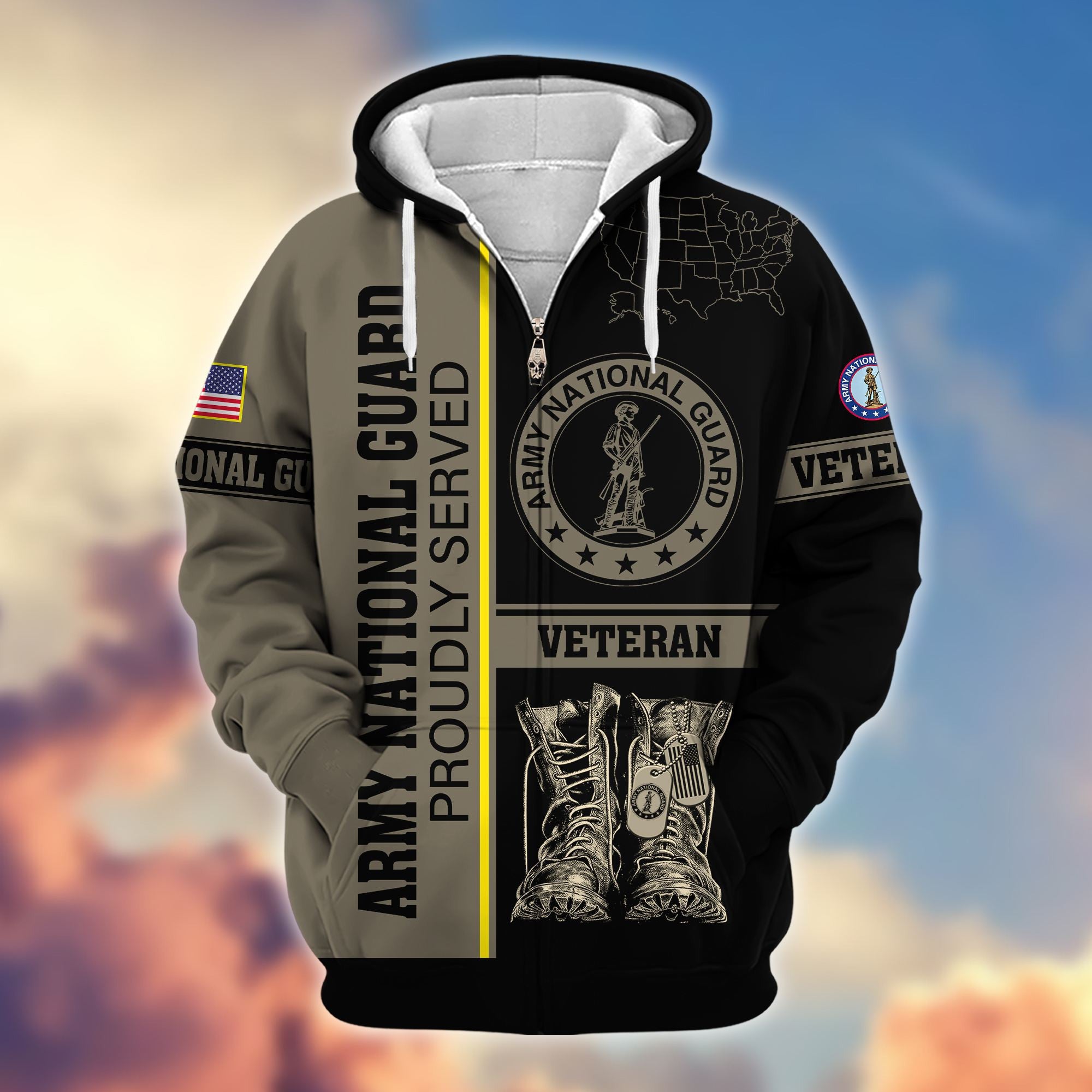 Premium US Veterans Zip Hoodie BPHN080111, Gifts For US Veterans Gifts On Father's Day, Armed Force Day, Independence Day, Veterans Day.
