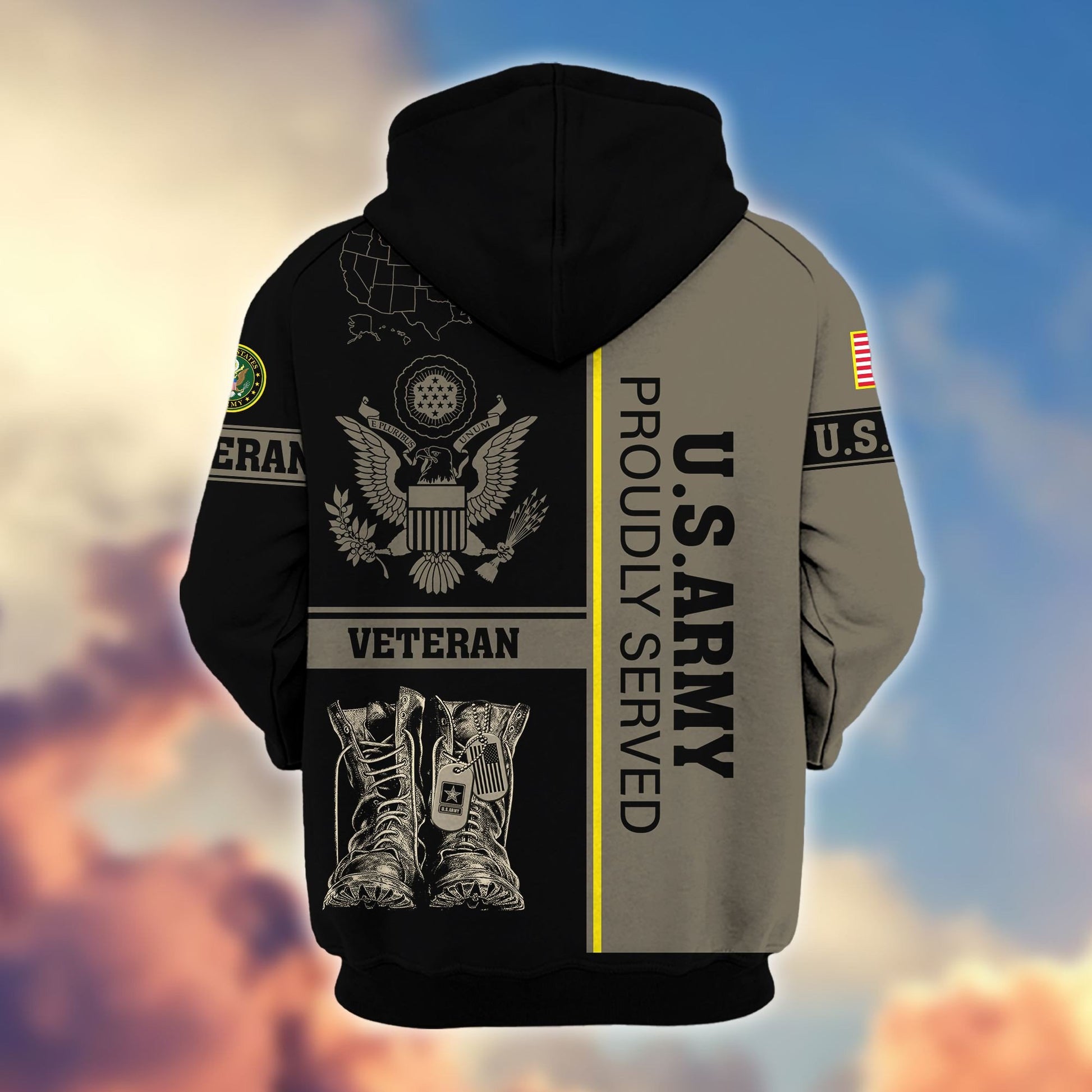 Premium US Veterans Zip Hoodie BPHN080111, Gifts For US Veterans Gifts On Father's Day, Armed Force Day, Independence Day, Veterans Day.