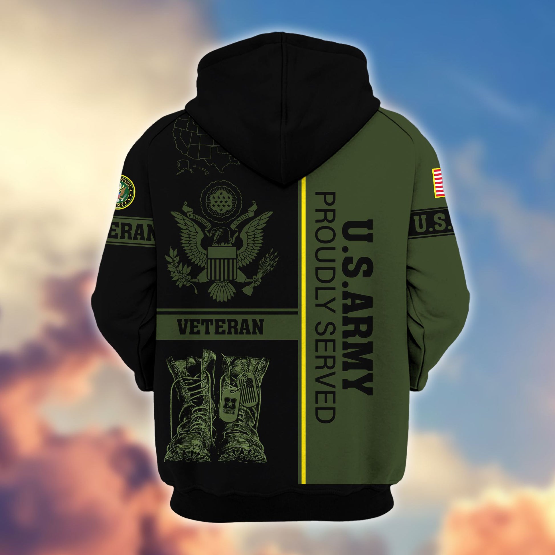 Premium US Veterans Zip Hoodie BPHN080111, Gifts For US Veterans Gifts On Father's Day, Armed Force Day, Independence Day, Veterans Day.