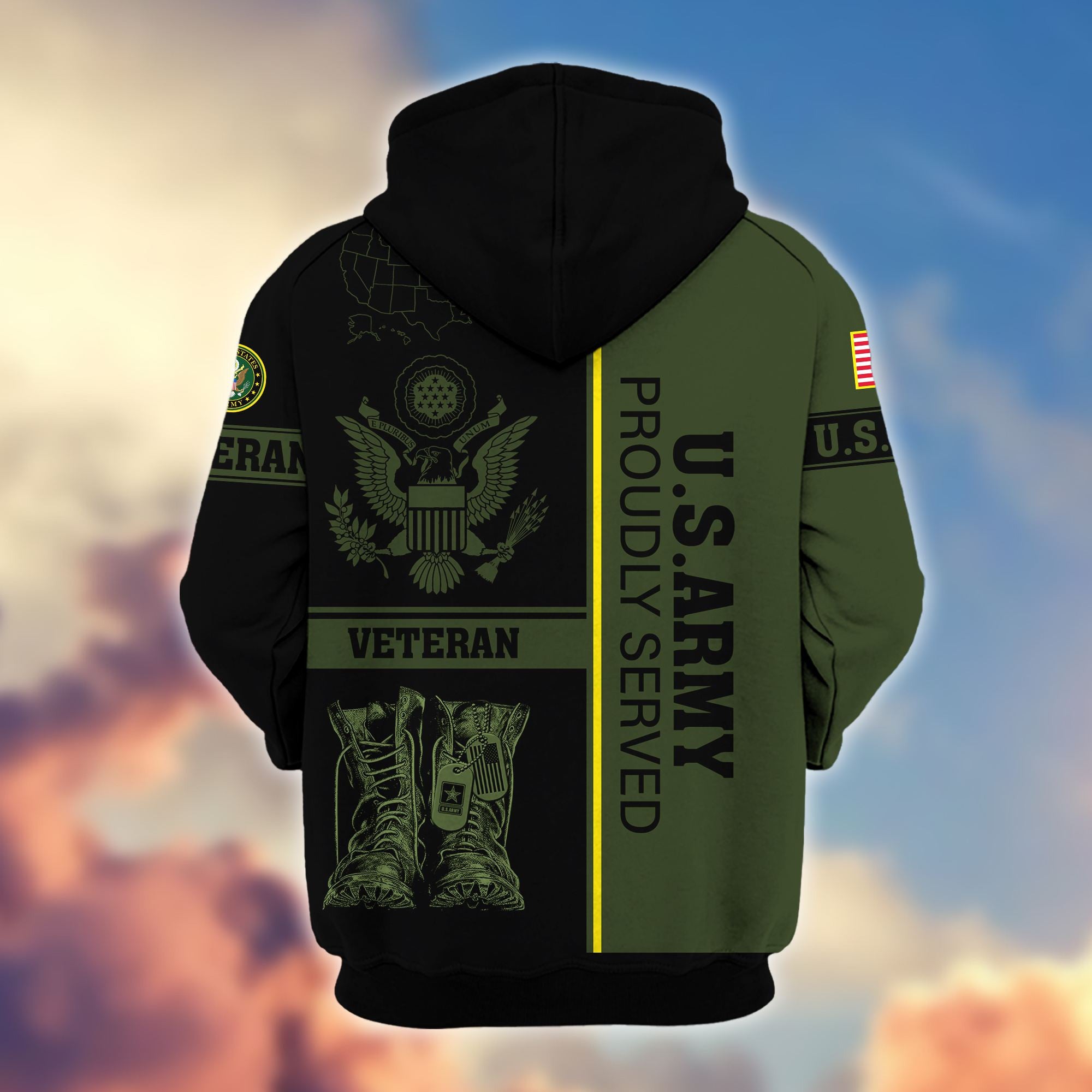 Premium US Veterans Zip Hoodie BPHN080111, Gifts For US Veterans Gifts On Father's Day, Armed Force Day, Independence Day, Veterans Day.