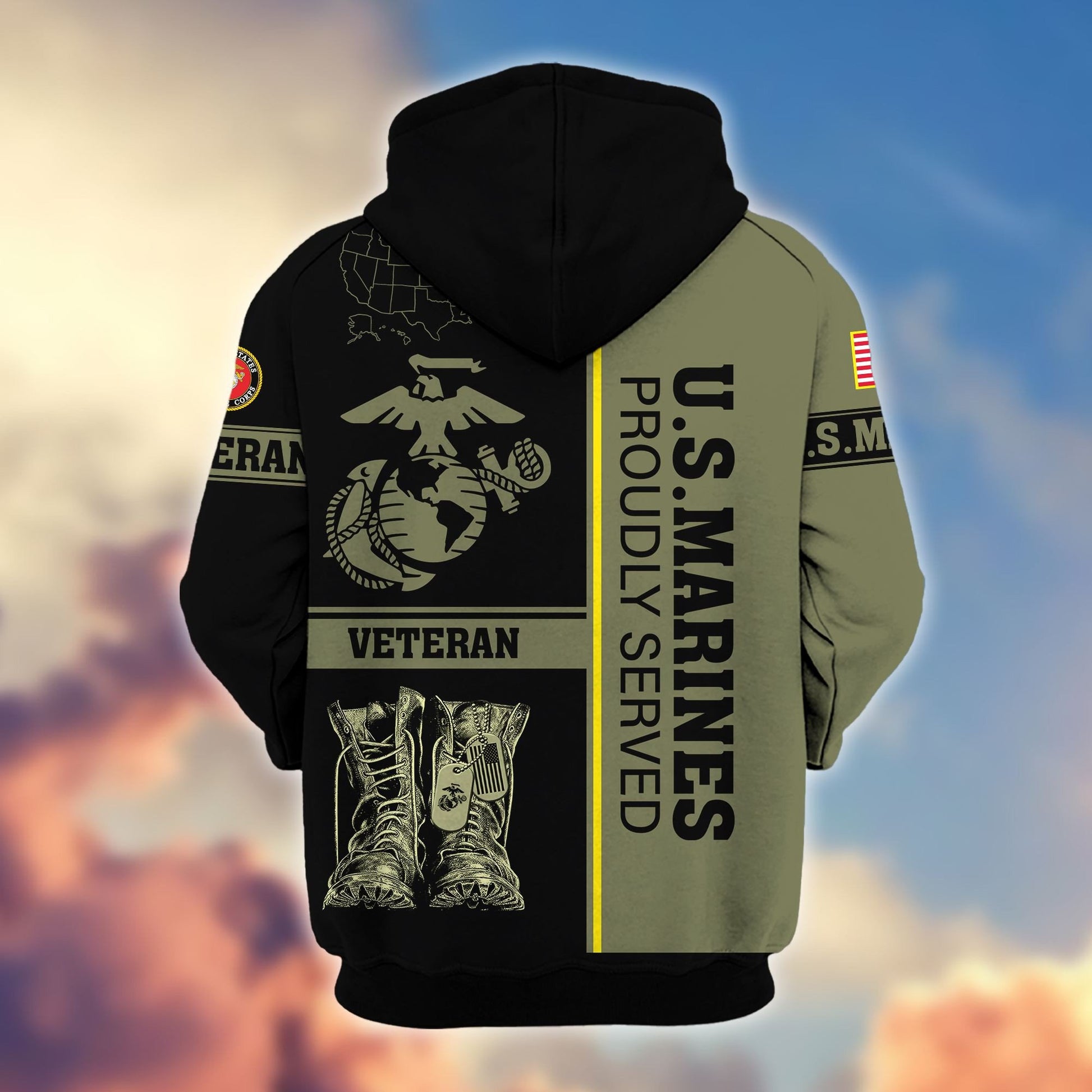 Premium US Veterans Zip Hoodie BPHN080111, Gifts For US Veterans Gifts On Father's Day, Armed Force Day, Independence Day, Veterans Day.