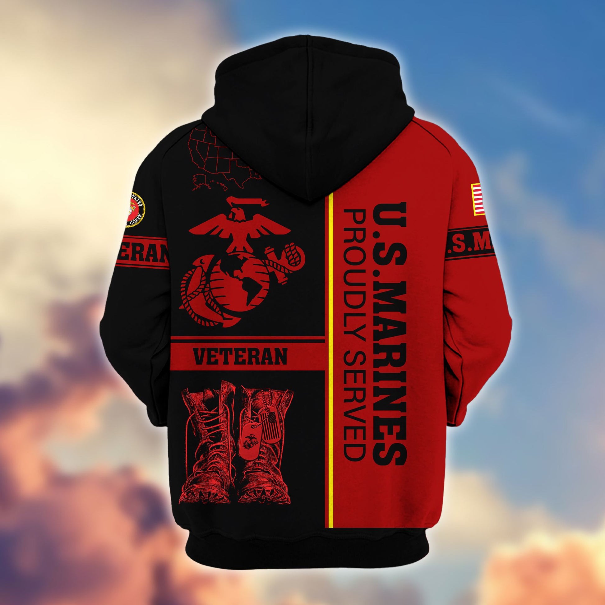 Premium US Veterans Zip Hoodie BPHN080111, Gifts For US Veterans Gifts On Father's Day, Armed Force Day, Independence Day, Veterans Day.