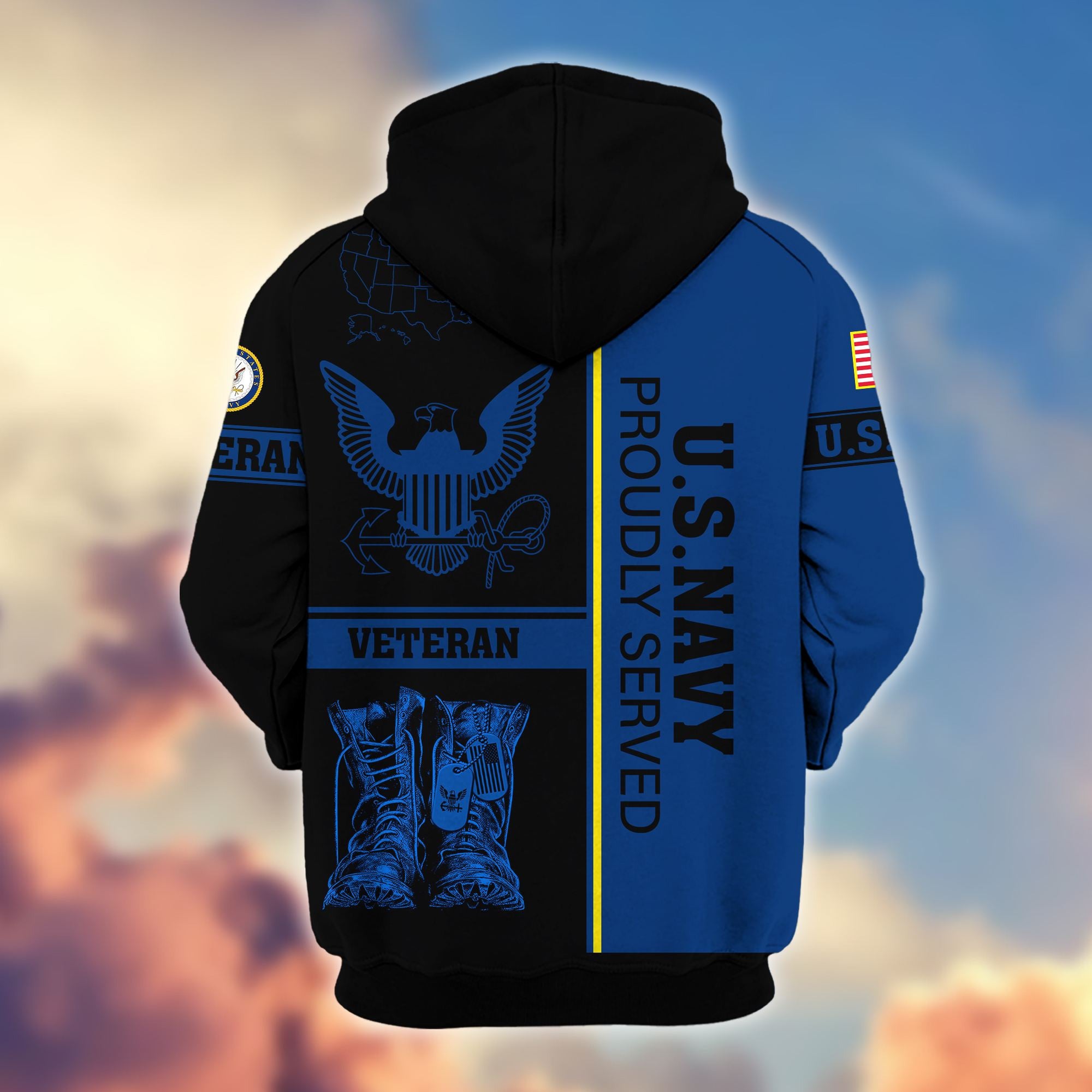 Premium US Veterans Zip Hoodie BPHN080111, Gifts For US Veterans Gifts On Father's Day, Armed Force Day, Independence Day, Veterans Day.