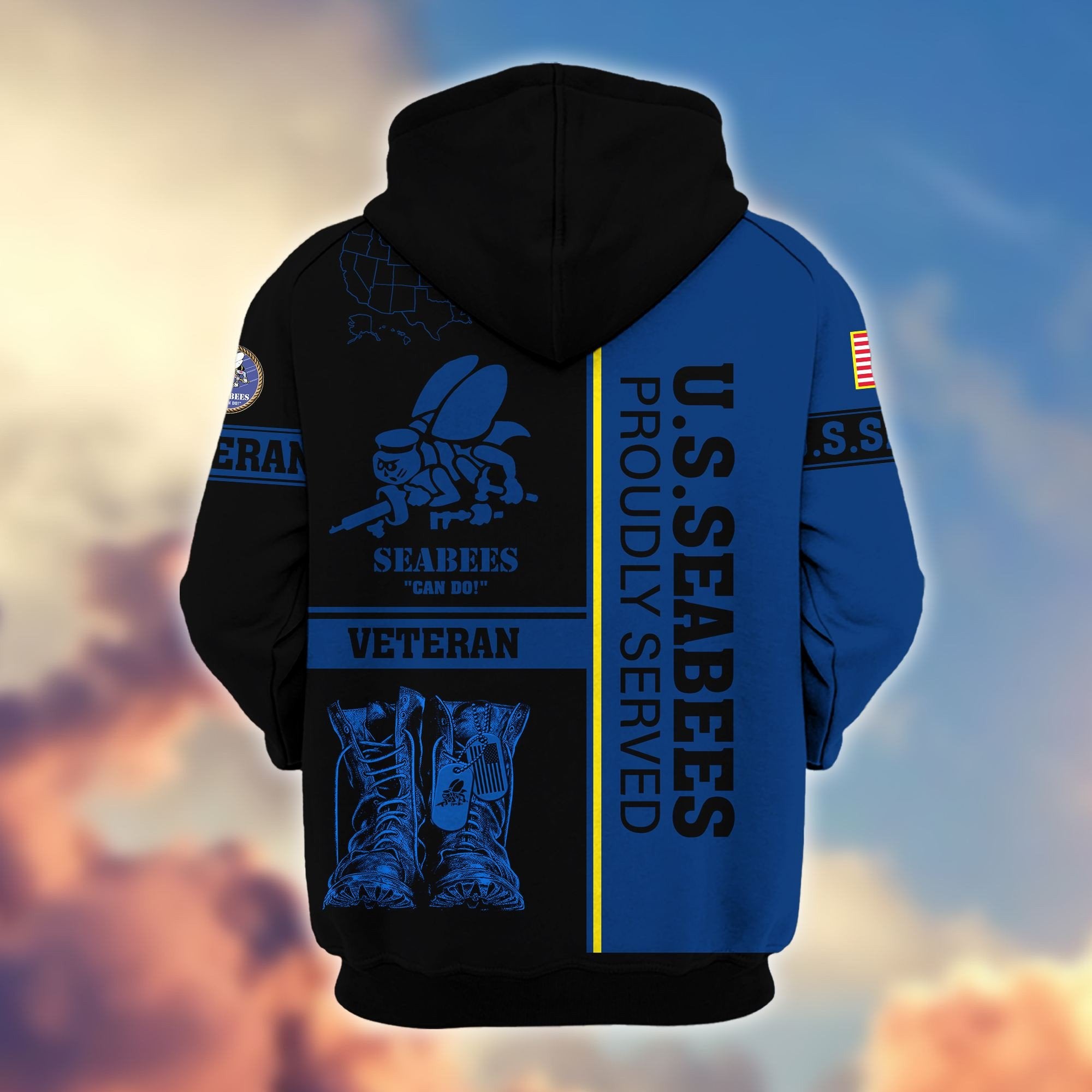 Premium US Veterans Zip Hoodie BPHN080111, Gifts For US Veterans Gifts On Father's Day, Armed Force Day, Independence Day, Veterans Day.