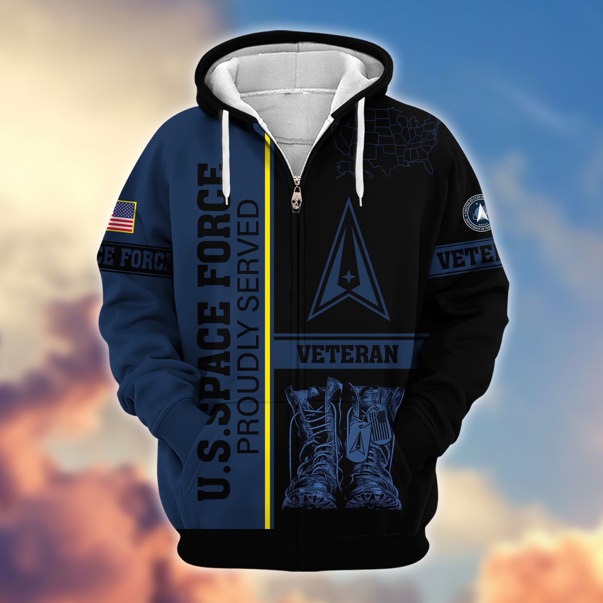 Premium US Veterans Zip Hoodie BPHN080111, Gifts For US Veterans Gifts On Father's Day, Armed Force Day, Independence Day, Veterans Day.