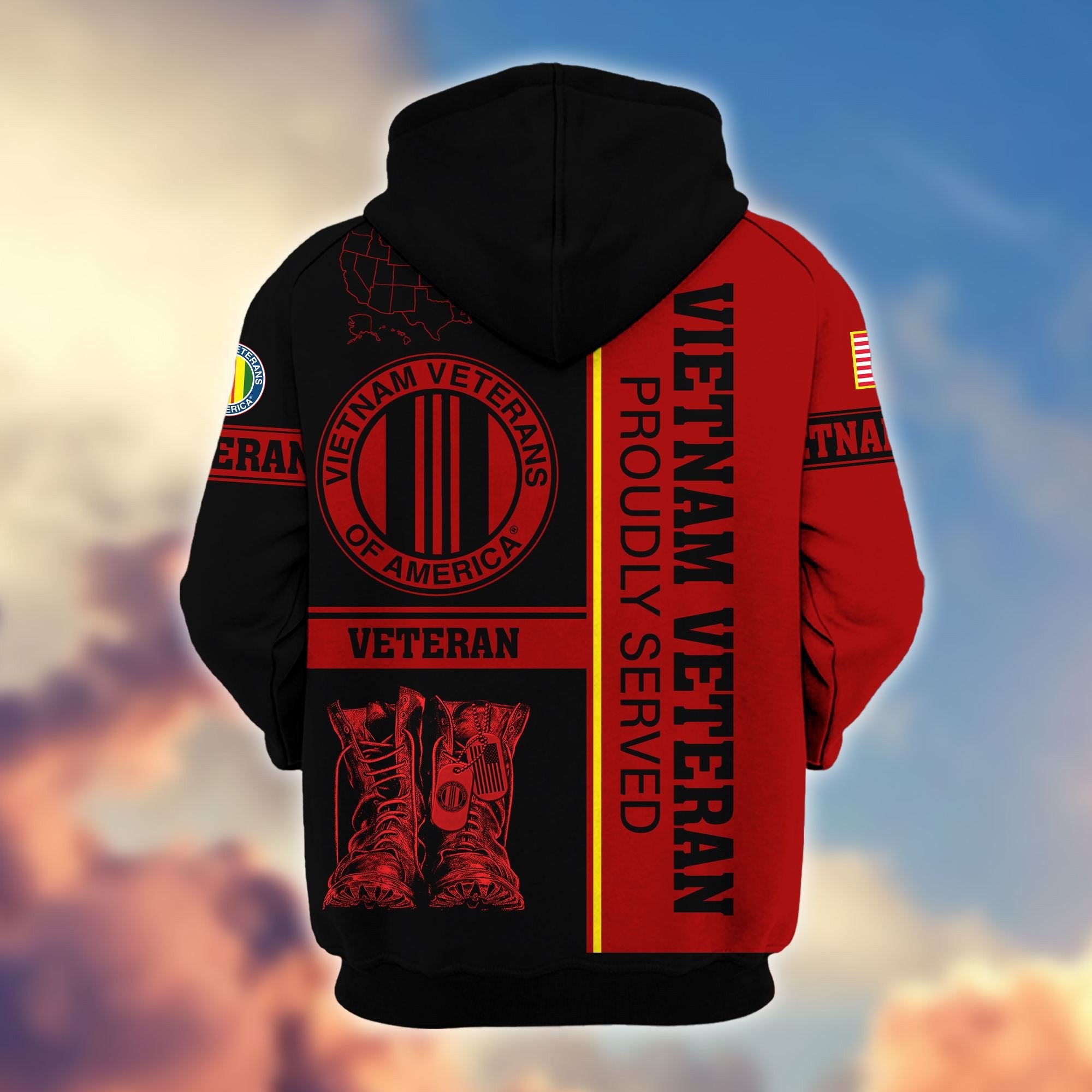 Premium US Veterans Zip Hoodie BPHN080111, Gifts For US Veterans Gifts On Father's Day, Armed Force Day, Independence Day, Veterans Day.