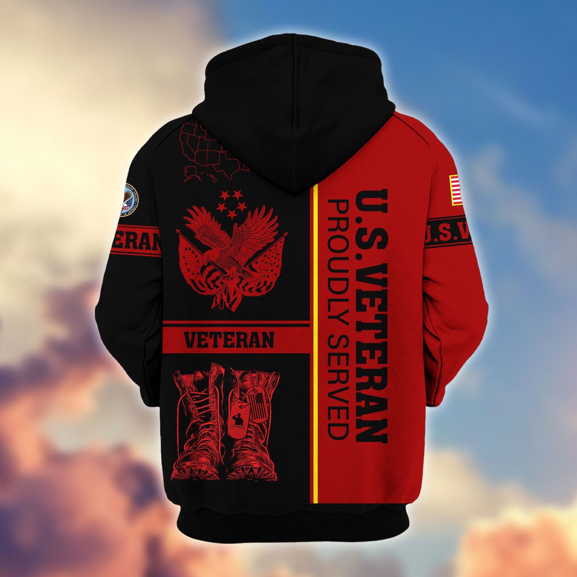 Premium US Veterans Zip Hoodie BPHN080111, Gifts For US Veterans Gifts On Father's Day, Armed Force Day, Independence Day, Veterans Day.