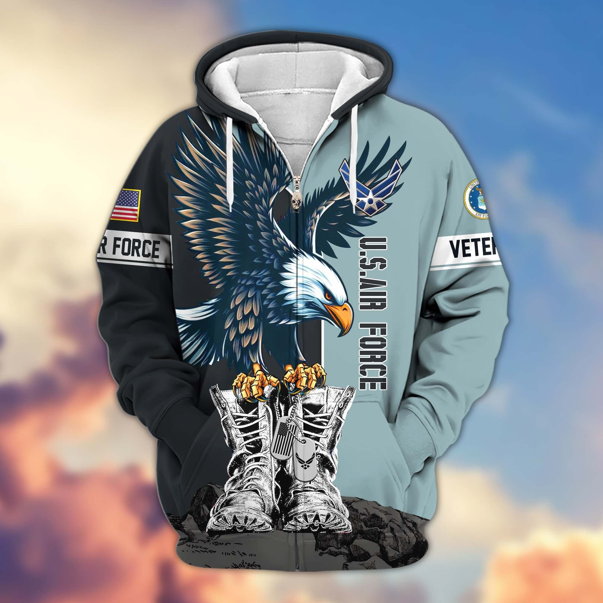 Premium US Veterans Zip Hoodie BPHN110111, Gifts For US Veterans, Gifts For Dad, Gifts On Armed Force Day, Independence Day, Veterans Day.