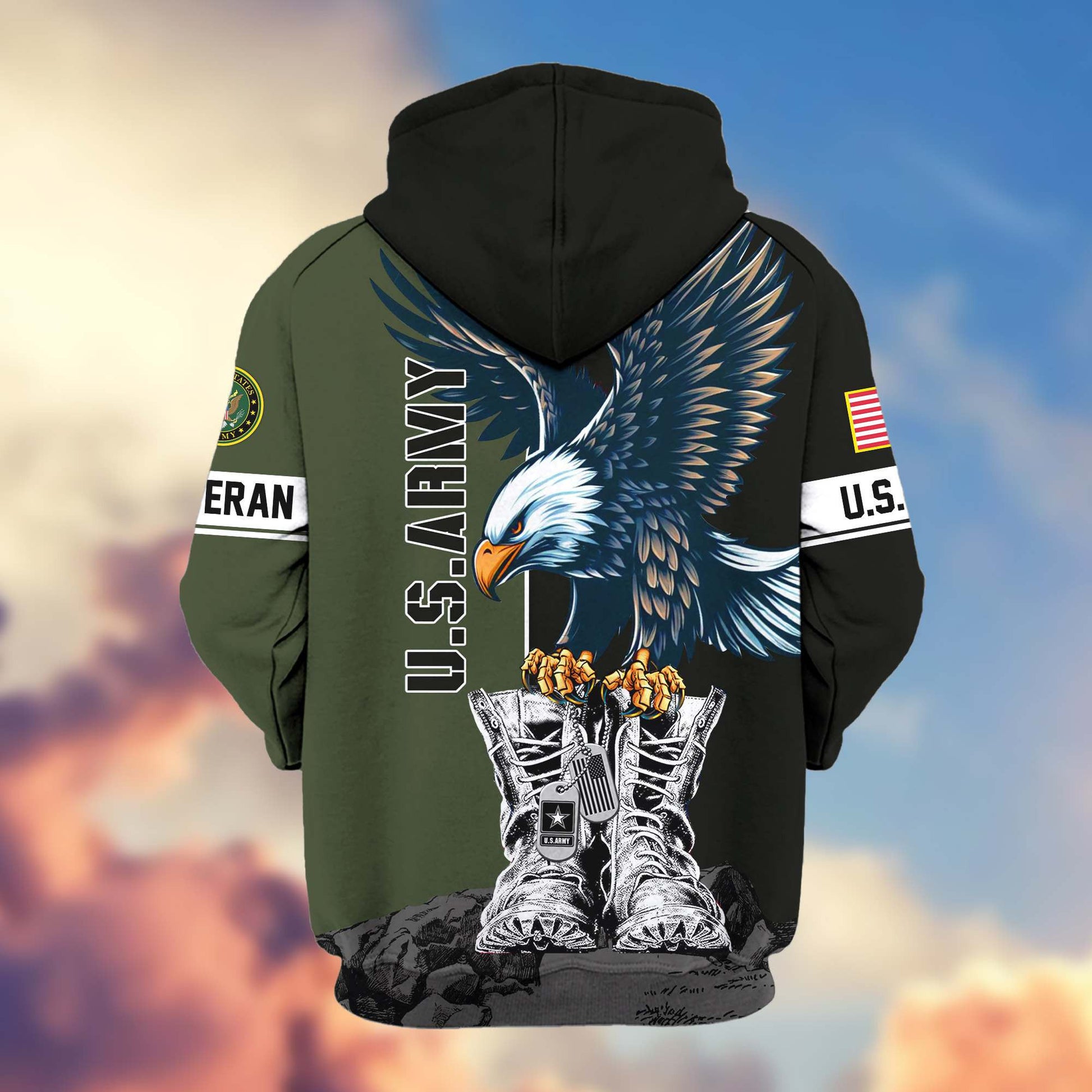 Premium US Veterans Zip Hoodie BPHN110111, Gifts For US Veterans, Gifts For Dad, Gifts On Armed Force Day, Independence Day, Veterans Day.