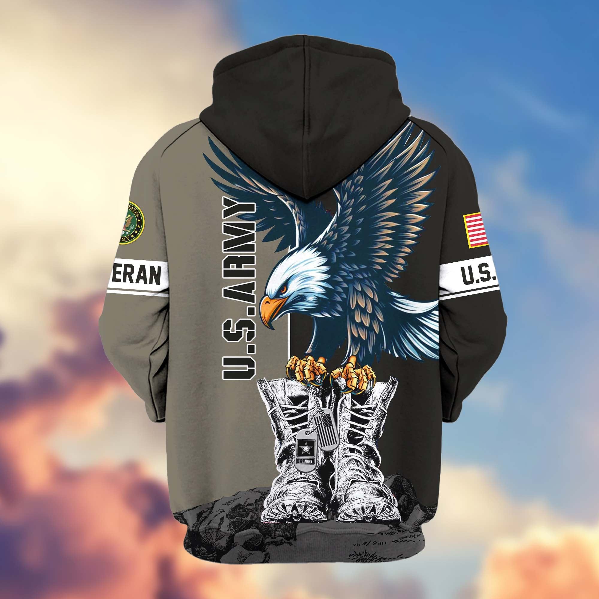 Premium US Veterans Zip Hoodie BPHN110111, Gifts For US Veterans, Gifts For Dad, Gifts On Armed Force Day, Independence Day, Veterans Day.