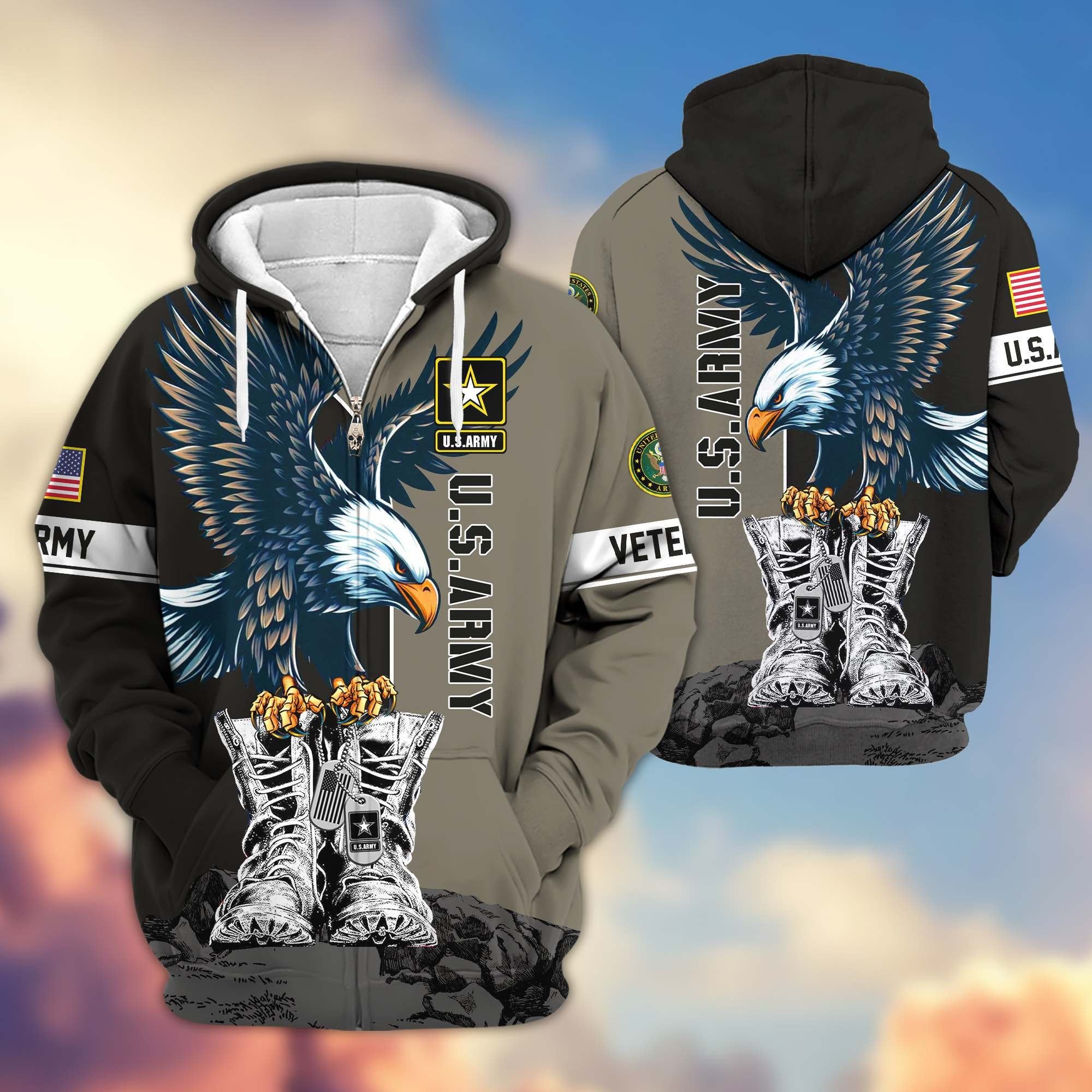Premium US Veterans Zip Hoodie BPHN110111, Gifts For US Veterans, Gifts For Dad, Gifts On Armed Force Day, Independence Day, Veterans Day.