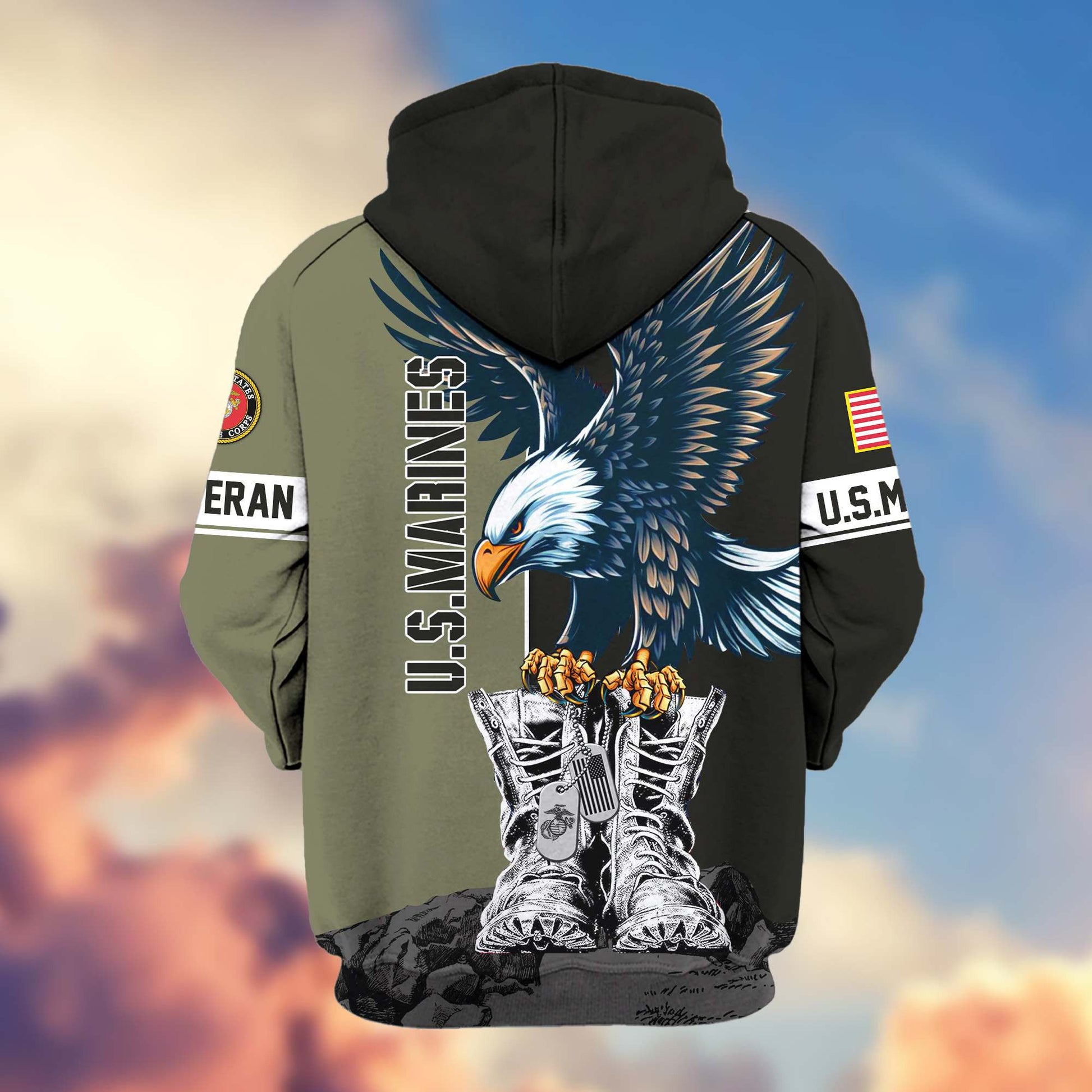 Premium US Veterans Zip Hoodie BPHN110111, Gifts For US Veterans, Gifts For Dad, Gifts On Armed Force Day, Independence Day, Veterans Day.