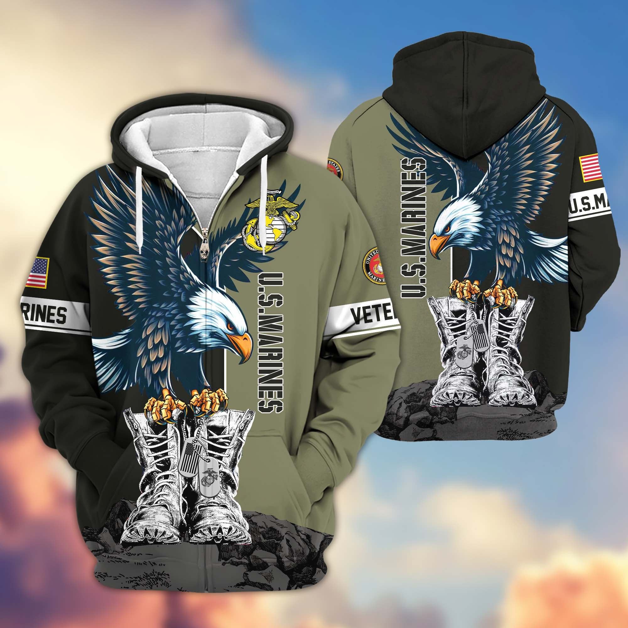 Premium US Veterans Zip Hoodie BPHN110111, Gifts For US Veterans, Gifts For Dad, Gifts On Armed Force Day, Independence Day, Veterans Day.