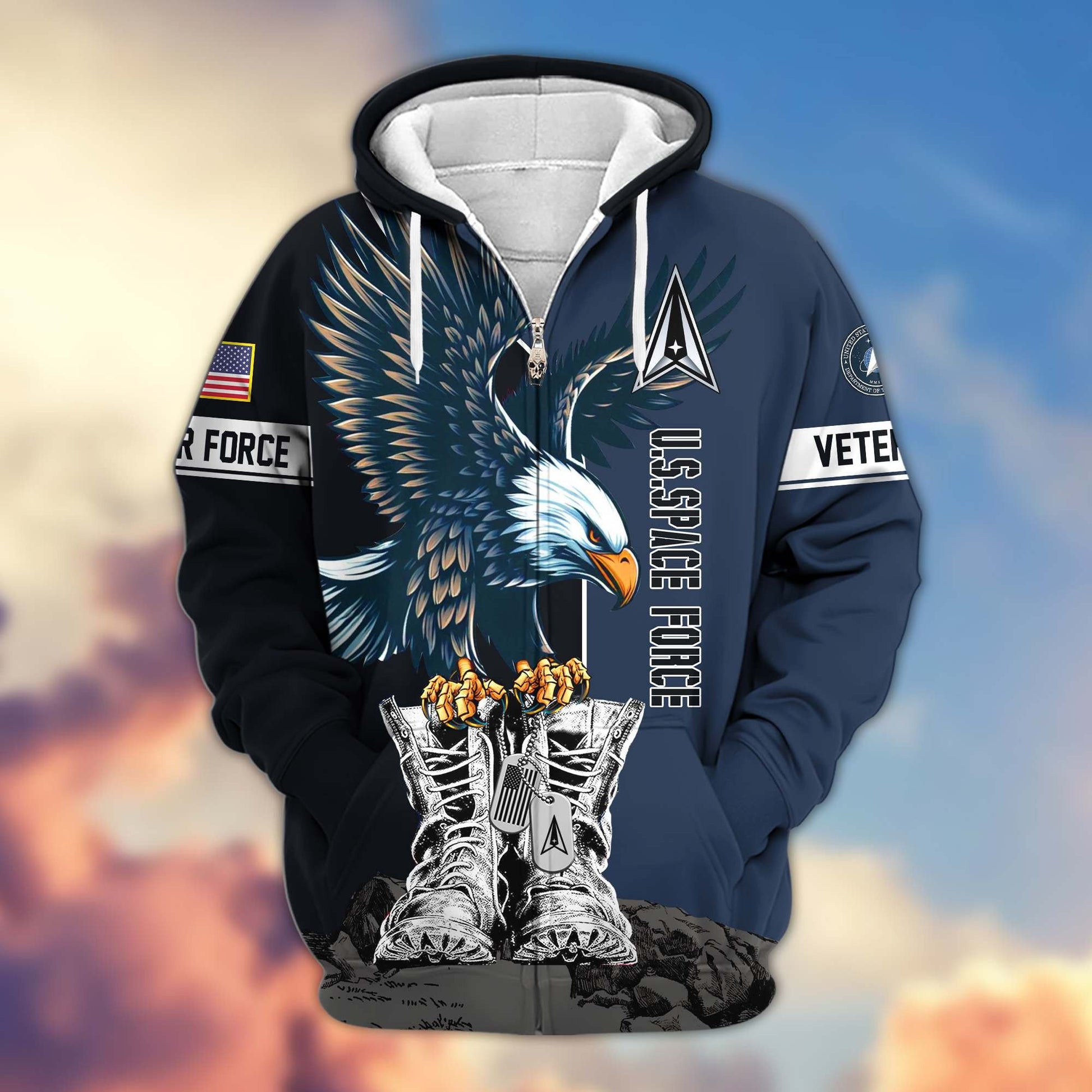 Premium US Veterans Zip Hoodie BPHN110111, Gifts For US Veterans, Gifts For Dad, Gifts On Armed Force Day, Independence Day, Veterans Day.