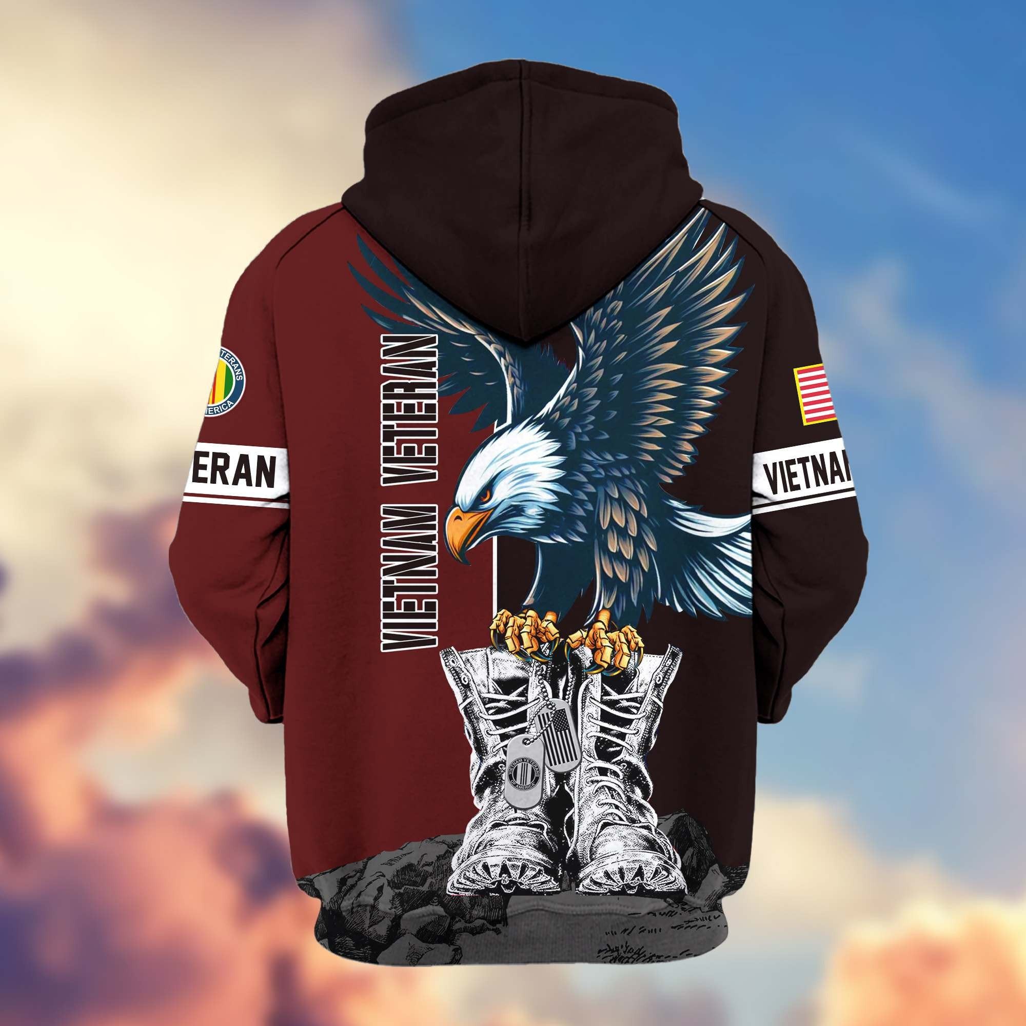 Premium US Veterans Zip Hoodie BPHN110111, Gifts For US Veterans, Gifts For Dad, Gifts On Armed Force Day, Independence Day, Veterans Day.