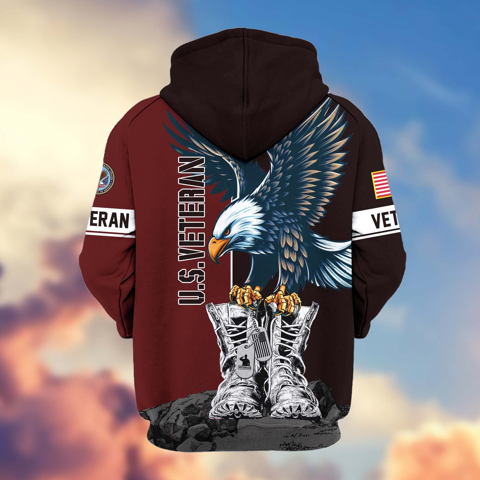 Premium US Veterans Zip Hoodie BPHN110111, Gifts For US Veterans, Gifts For Dad, Gifts On Armed Force Day, Independence Day, Veterans Day.