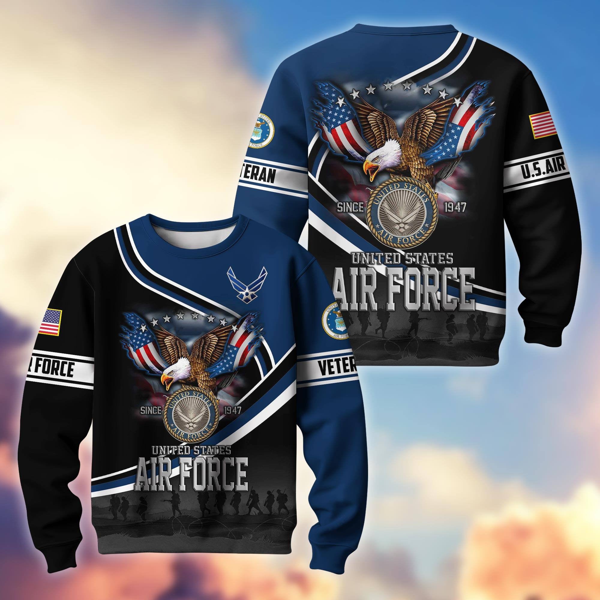 Premium US Veterans Sweatshirt APHN251112, Gifts For US Veterans, Gifts On Father's Day, Armed Force Day, Independence Day, Veterans Day.