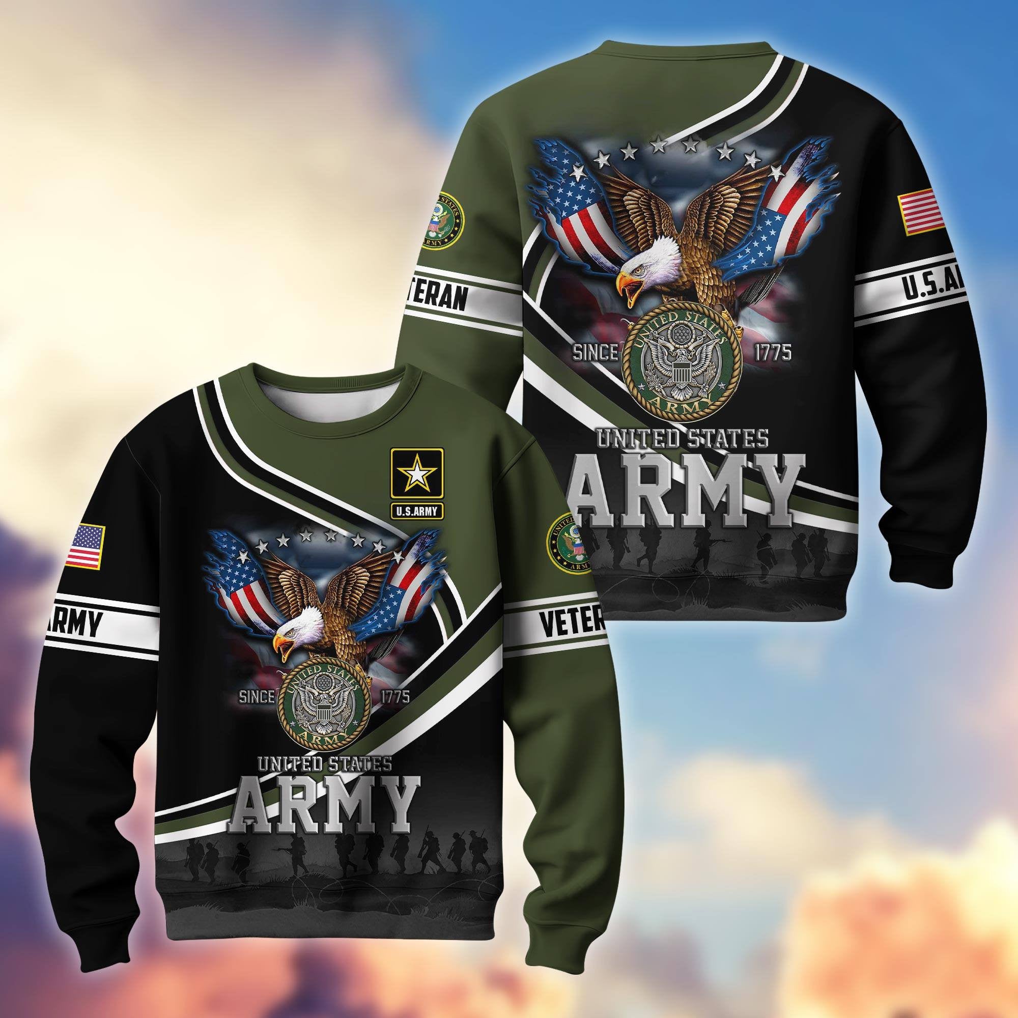 Premium US Veterans Sweatshirt APHN251112, Gifts For US Veterans, Gifts On Father's Day, Armed Force Day, Independence Day, Veterans Day.