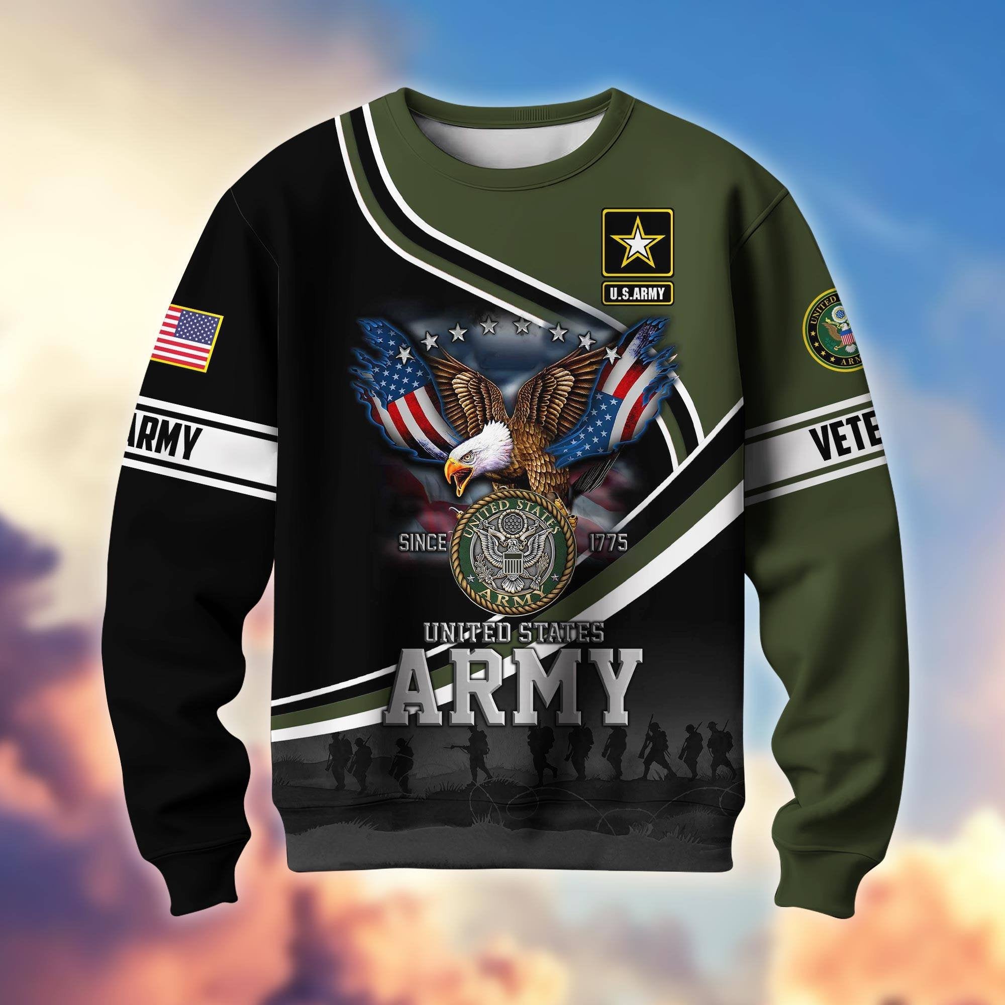 Premium US Veterans Sweatshirt APHN251112, Gifts For US Veterans, Gifts On Father's Day, Armed Force Day, Independence Day, Veterans Day.