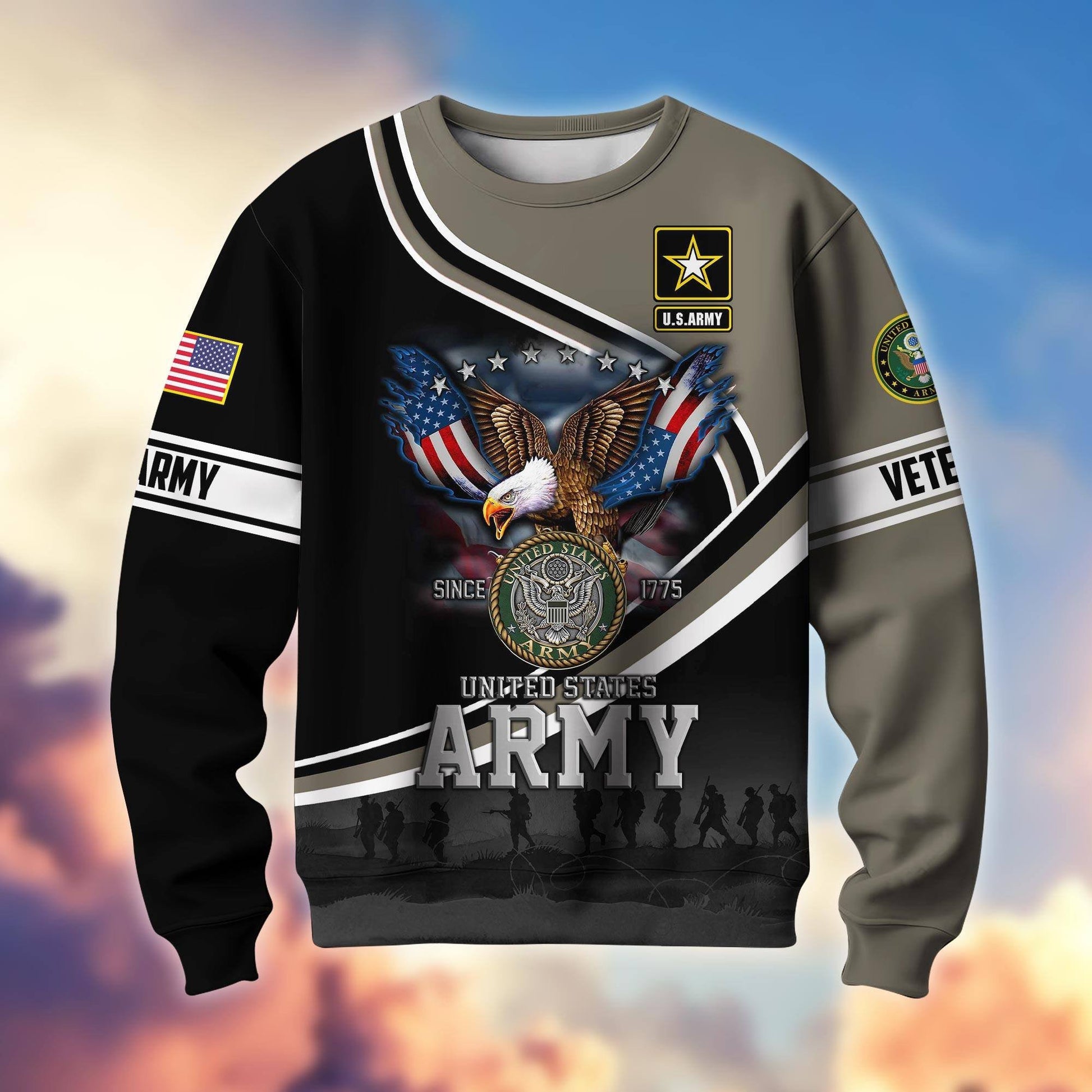 Premium US Veterans Sweatshirt APHN251112, Gifts For US Veterans, Gifts On Father's Day, Armed Force Day, Independence Day, Veterans Day.