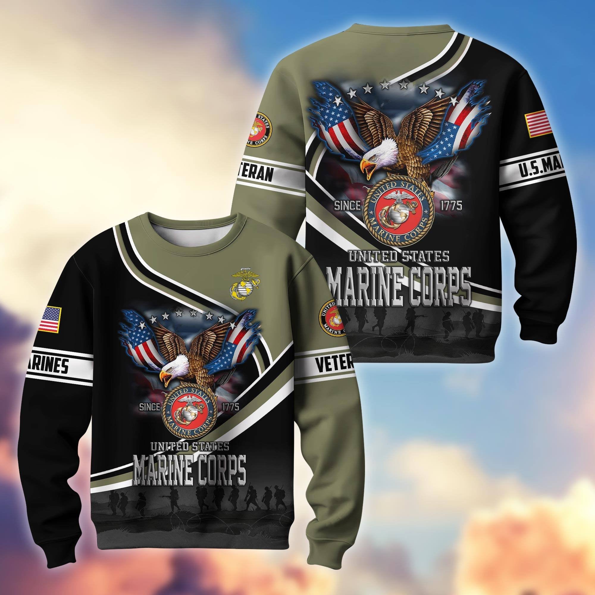 Premium US Veterans Sweatshirt APHN251112, Gifts For US Veterans, Gifts On Father's Day, Armed Force Day, Independence Day, Veterans Day.