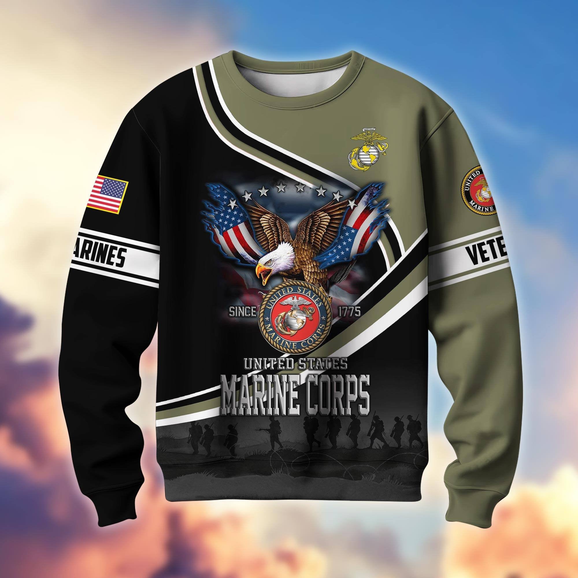 Premium US Veterans Sweatshirt APHN251112, Gifts For US Veterans, Gifts On Father's Day, Armed Force Day, Independence Day, Veterans Day.