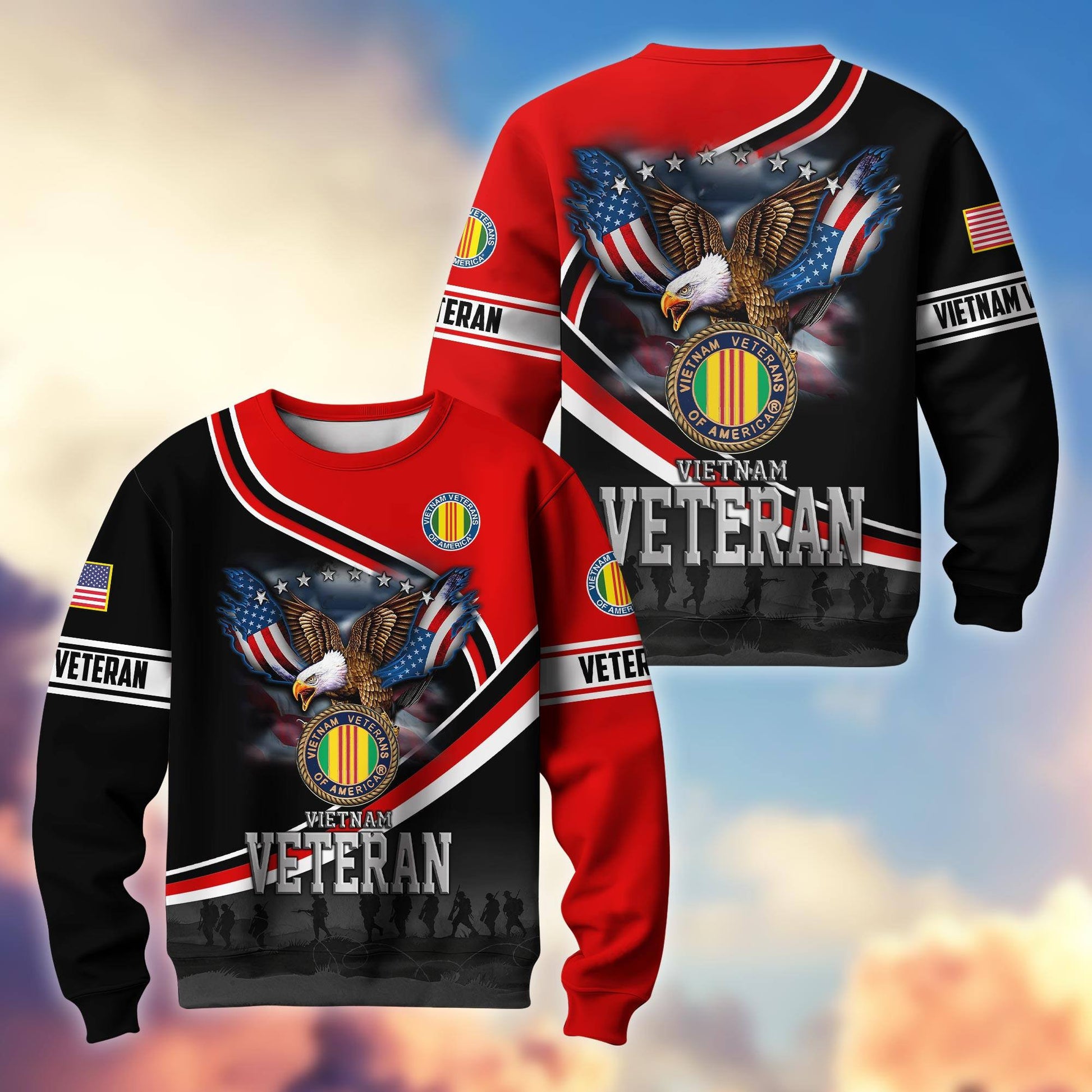 Premium US Veterans Sweatshirt APHN251112, Gifts For US Veterans, Gifts On Father's Day, Armed Force Day, Independence Day, Veterans Day.