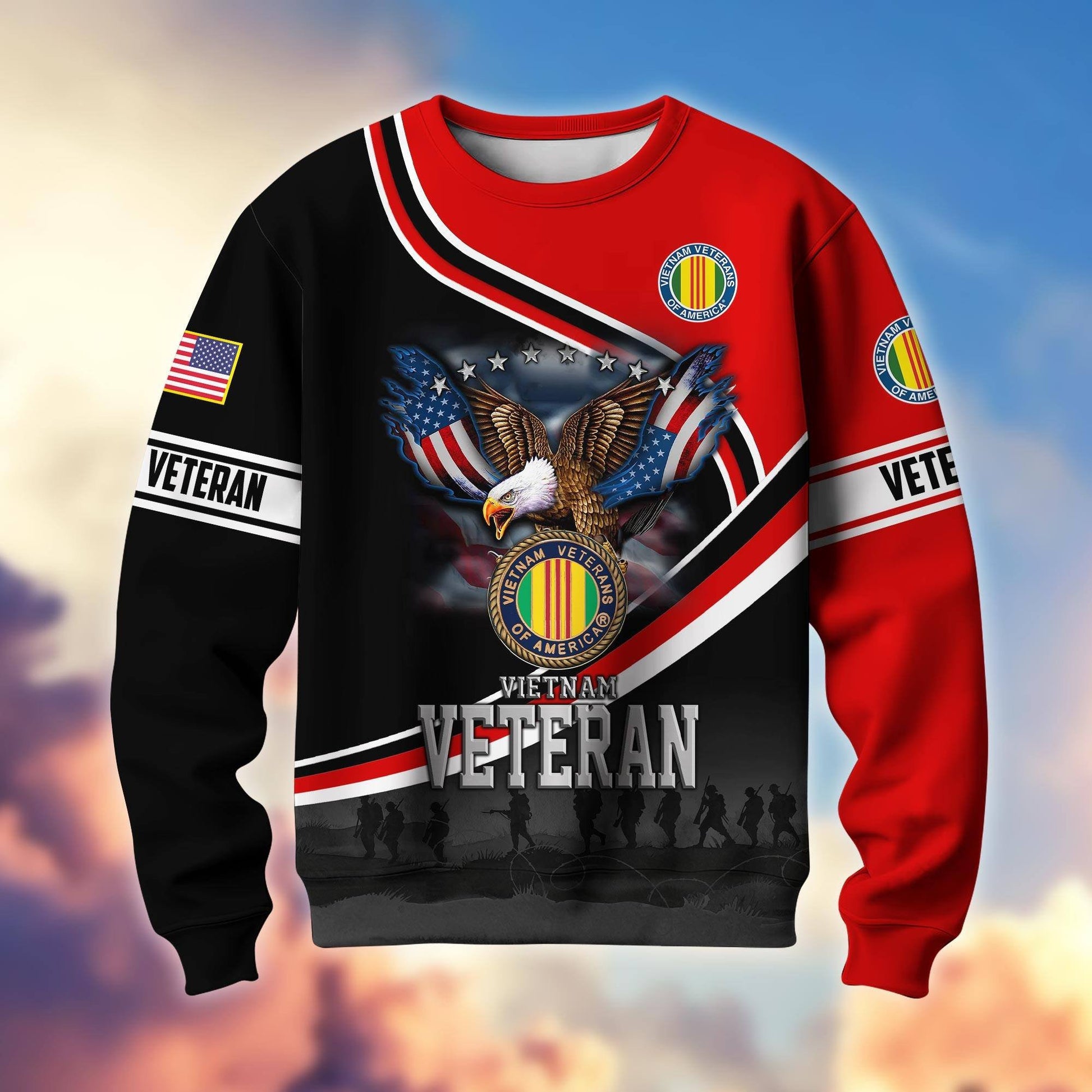 Premium US Veterans Sweatshirt APHN251112, Gifts For US Veterans, Gifts On Father's Day, Armed Force Day, Independence Day, Veterans Day.
