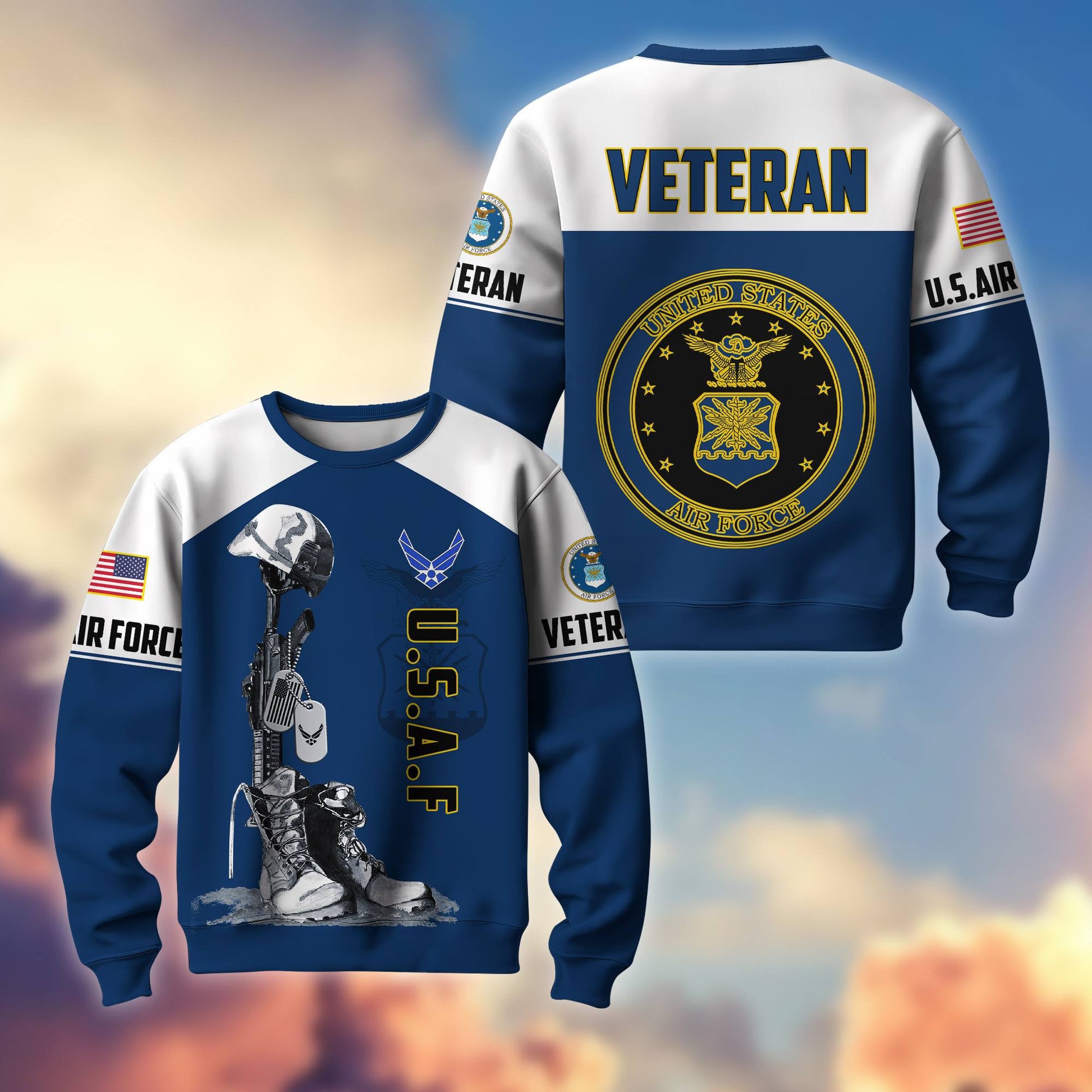 Premium US Veterans Sweatshirt BPHN130112, Gifts For US Veterans, Gifts On Father's Day, Armed Force Day, Independence Day, Veterans Day.