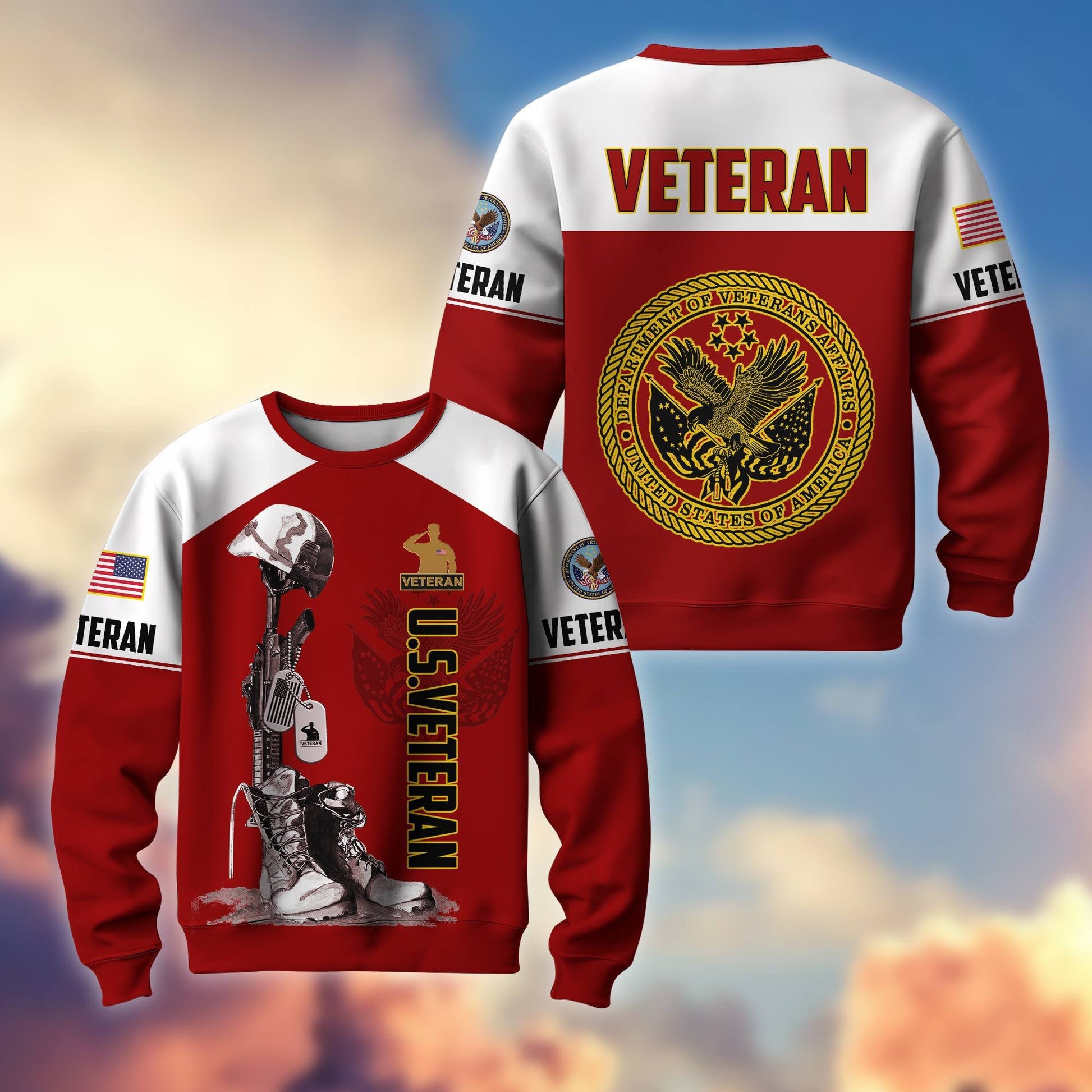 Premium US Veterans Sweatshirt BPHN130112, Gifts For US Veterans, Gifts On Father's Day, Armed Force Day, Independence Day, Veterans Day.