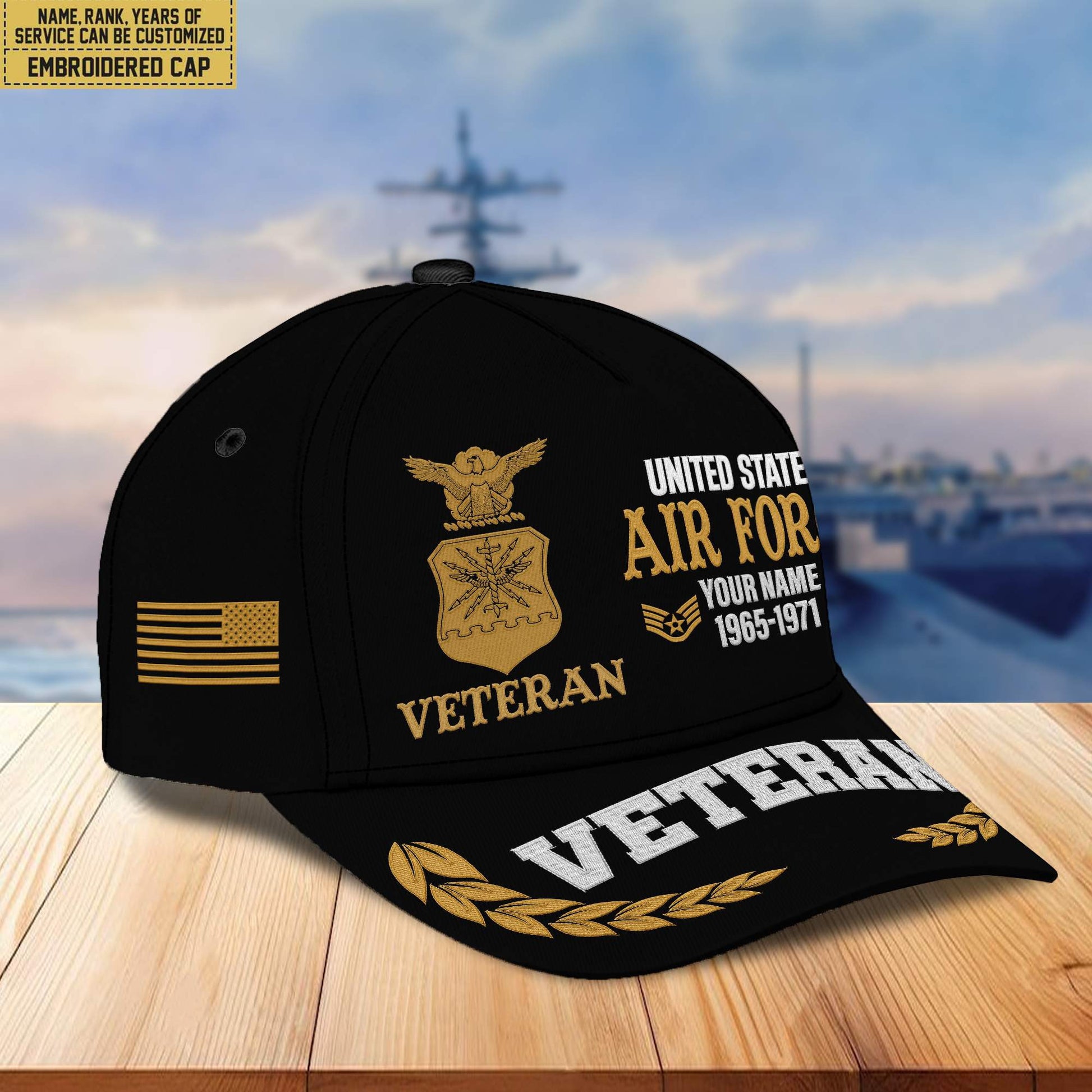 Premium Custom Name, Rank, Year USAF Embroidered Cap VPVC301804, Cap for Air Force Veteran, Gifts For Dad, Gifts On Father's Day, Independence Day, Veterans Day.